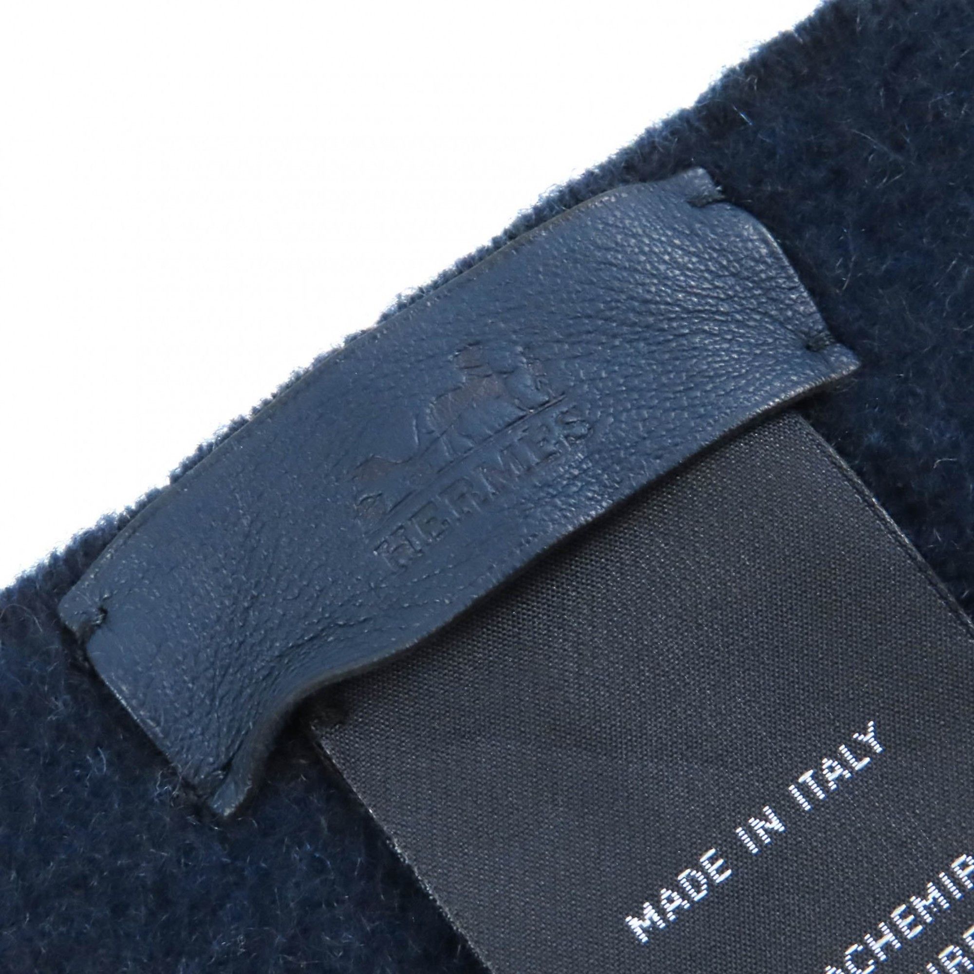 Hermes HERMES H259096S Allumette Pocket 100% Cashmere Marine Cobalt Leather Tag Fringe Large Shawl Scarf Two-Tone Made in Italy Women's Size ONE SIZE - 7 Thumbnail