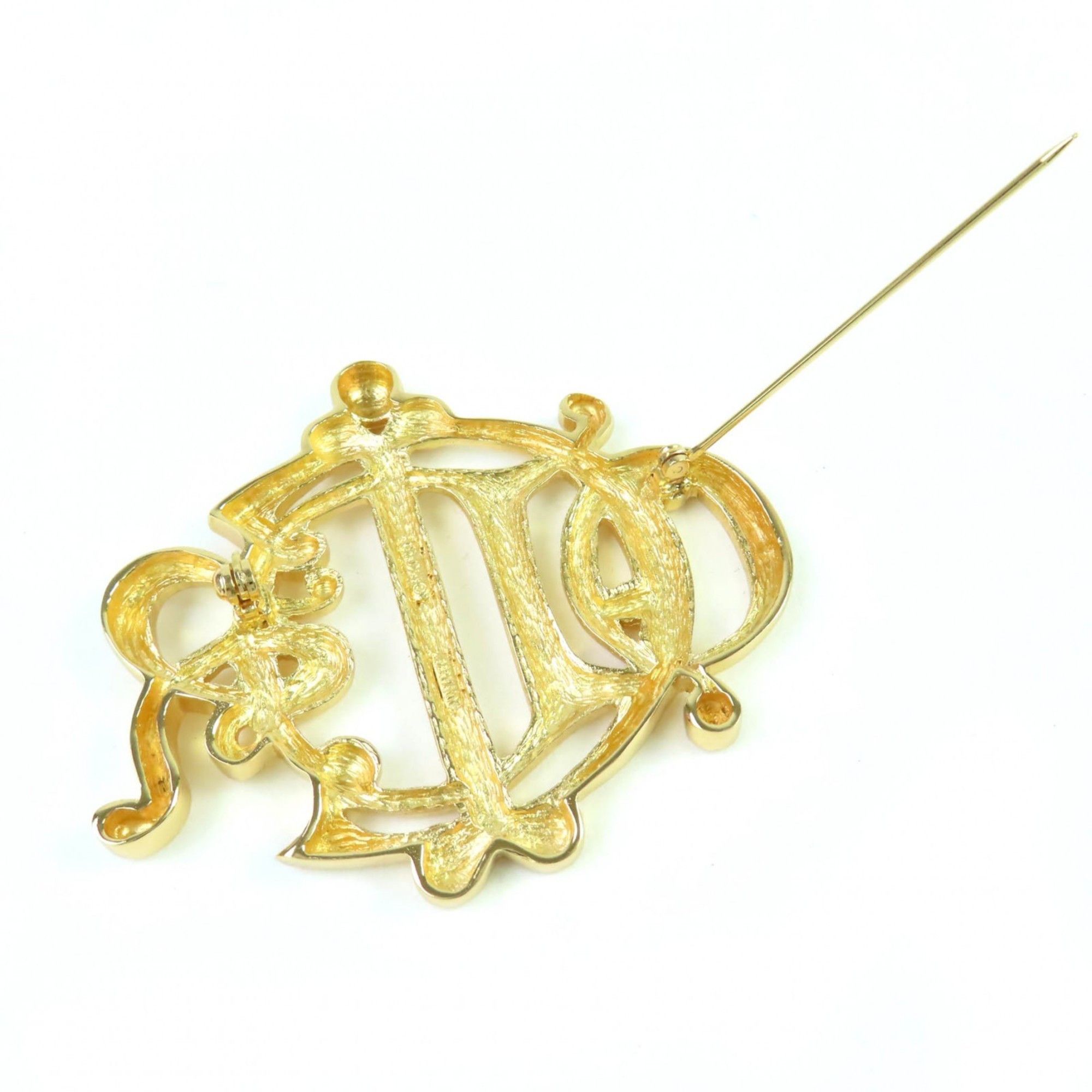 Dior Christian Dior emblem logo design brooch accessory, gold, for women Size ONE SIZE - 5 Thumbnail