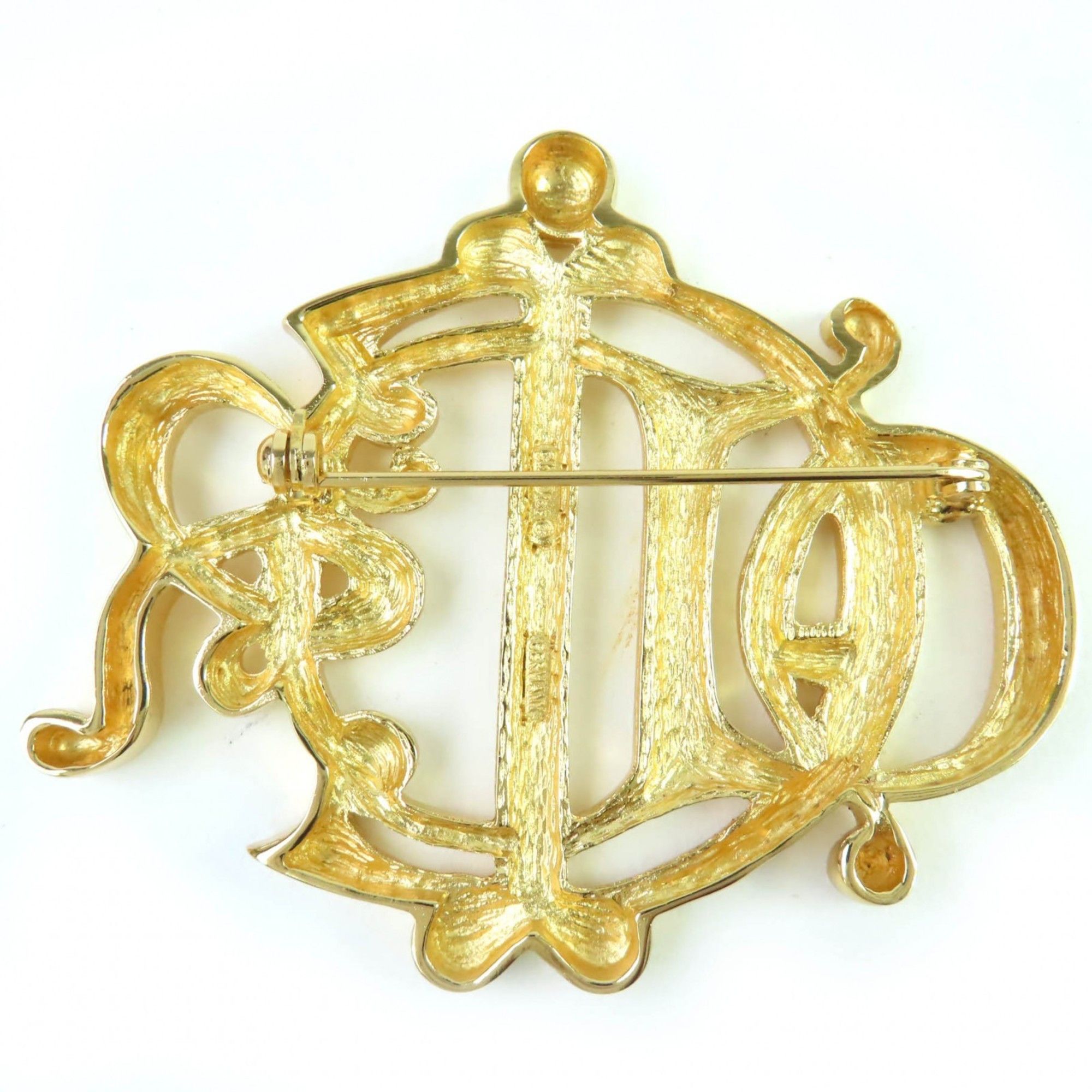 Dior Christian Dior emblem logo design brooch accessory, gold, for women Size ONE SIZE - 4 Thumbnail