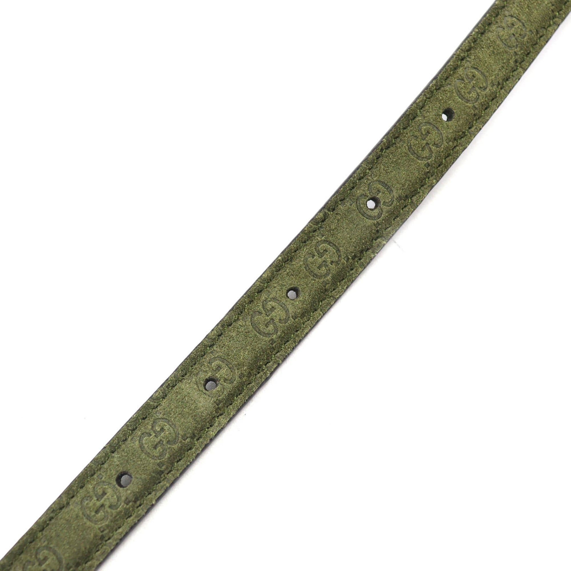 Gucci GUCCI 768431 Interlocking G Buckle GG Pattern Suede Leather Narrow Belt 75/30 Khaki with Dust Bag Made in Italy Size ONE SIZE - 7 Thumbnail