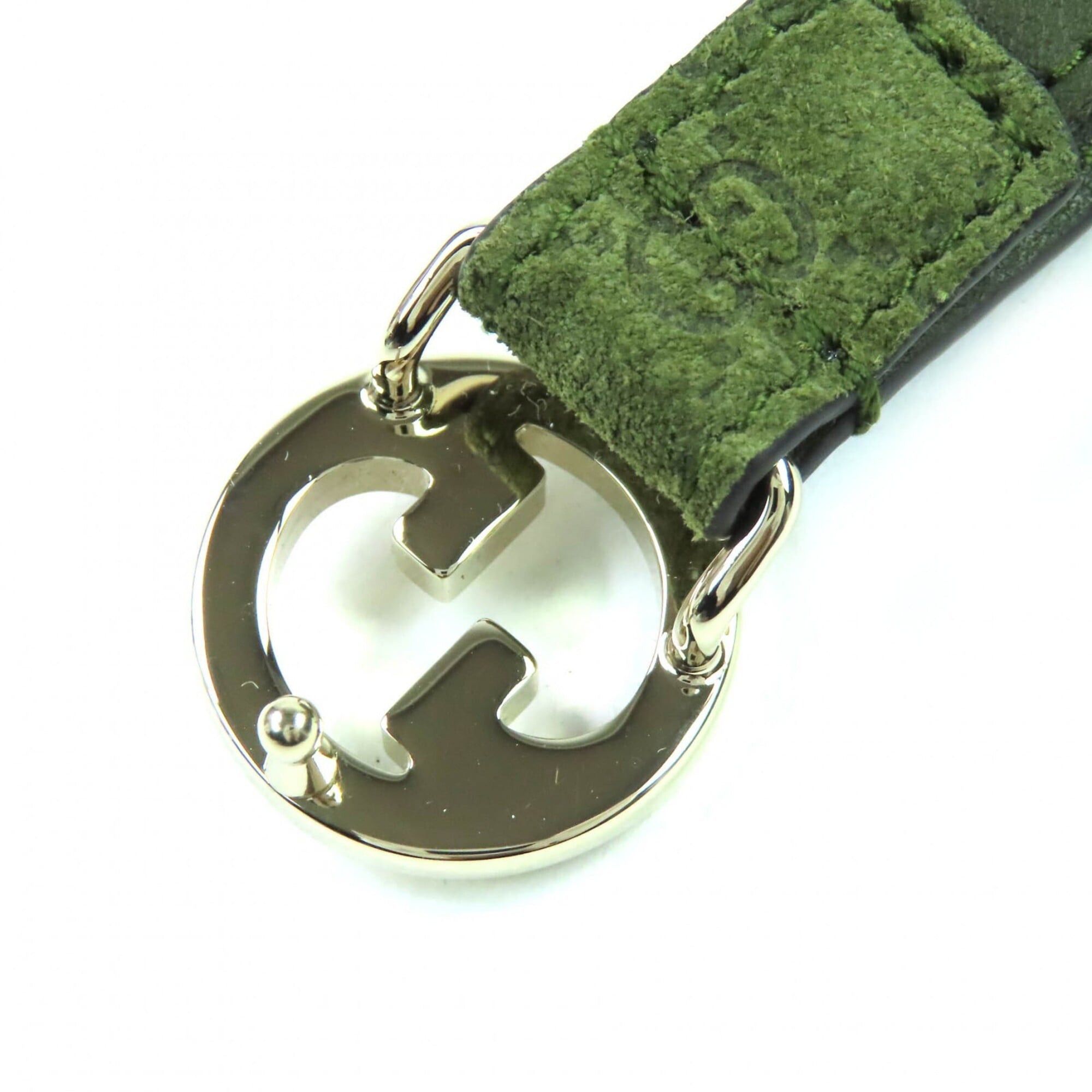 Gucci GUCCI 768431 Interlocking G Buckle GG Pattern Suede Leather Narrow Belt 75/30 Khaki with Dust Bag Made in Italy Size ONE SIZE - 6 Thumbnail