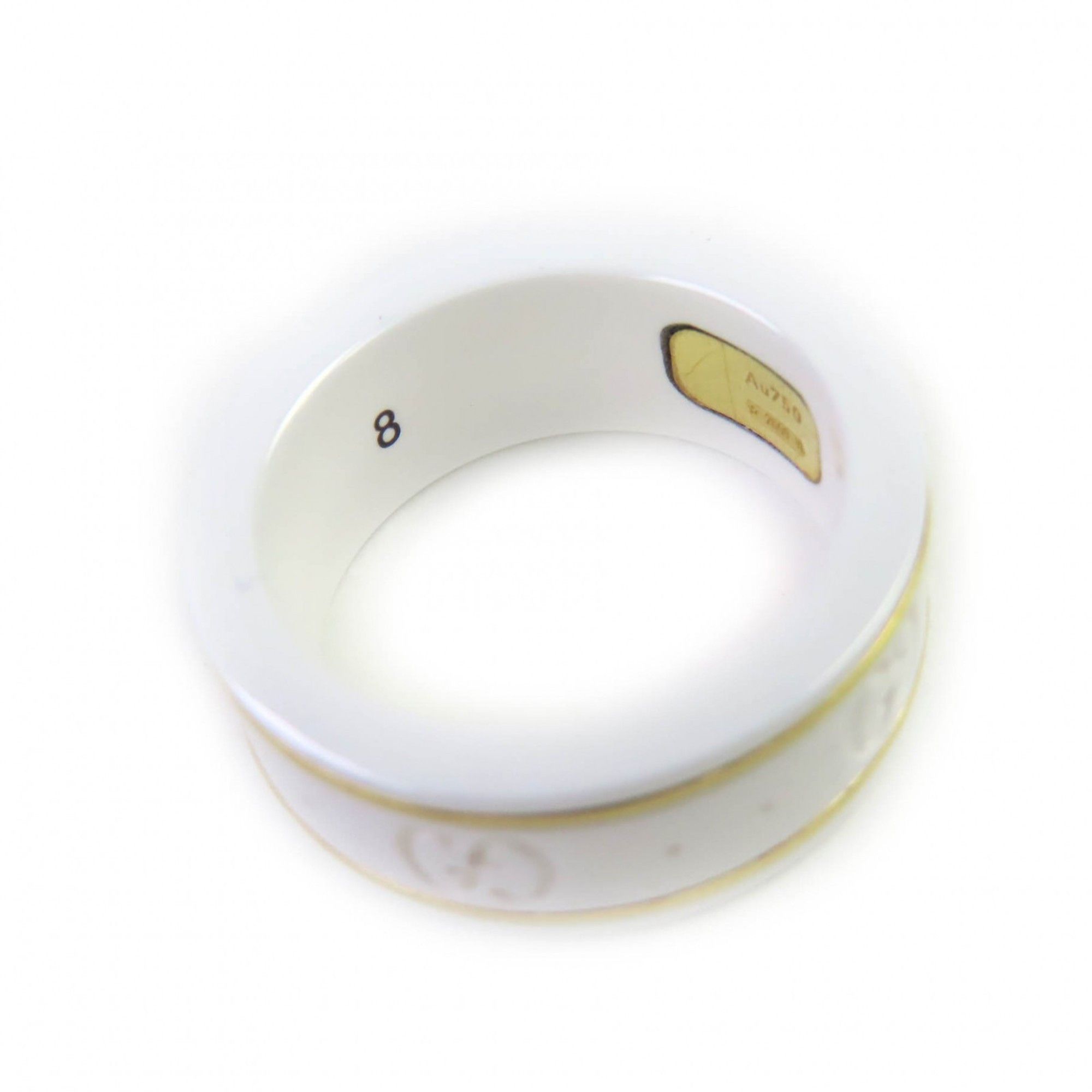 Gucci GUCCI Icon Ring, 18K White Gold, Ceramic, 4.5g, Made in Italy, Approx. Japanese Size, Includes Case, Women's Size ONE SIZE - 9 Thumbnail