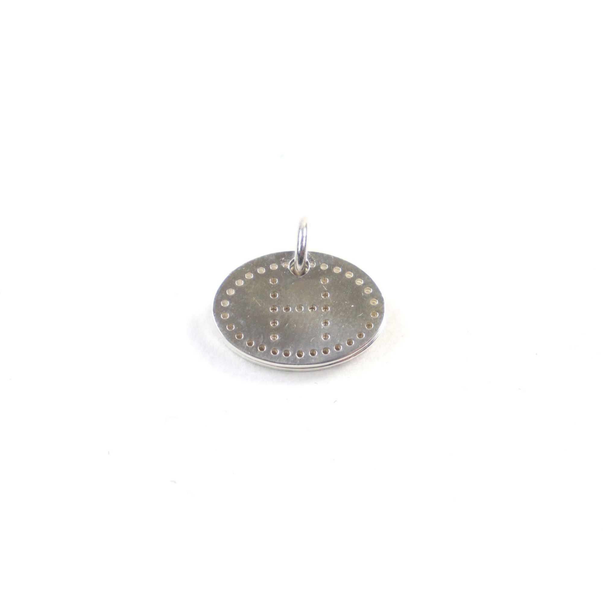 Hermes HERMES Eclipse Evelyne AG925 H Logo Motif Punched Oval Pendant Top in Silver, Weight 3.77g, Women's Size ONE SIZE - 2 Thumbnail