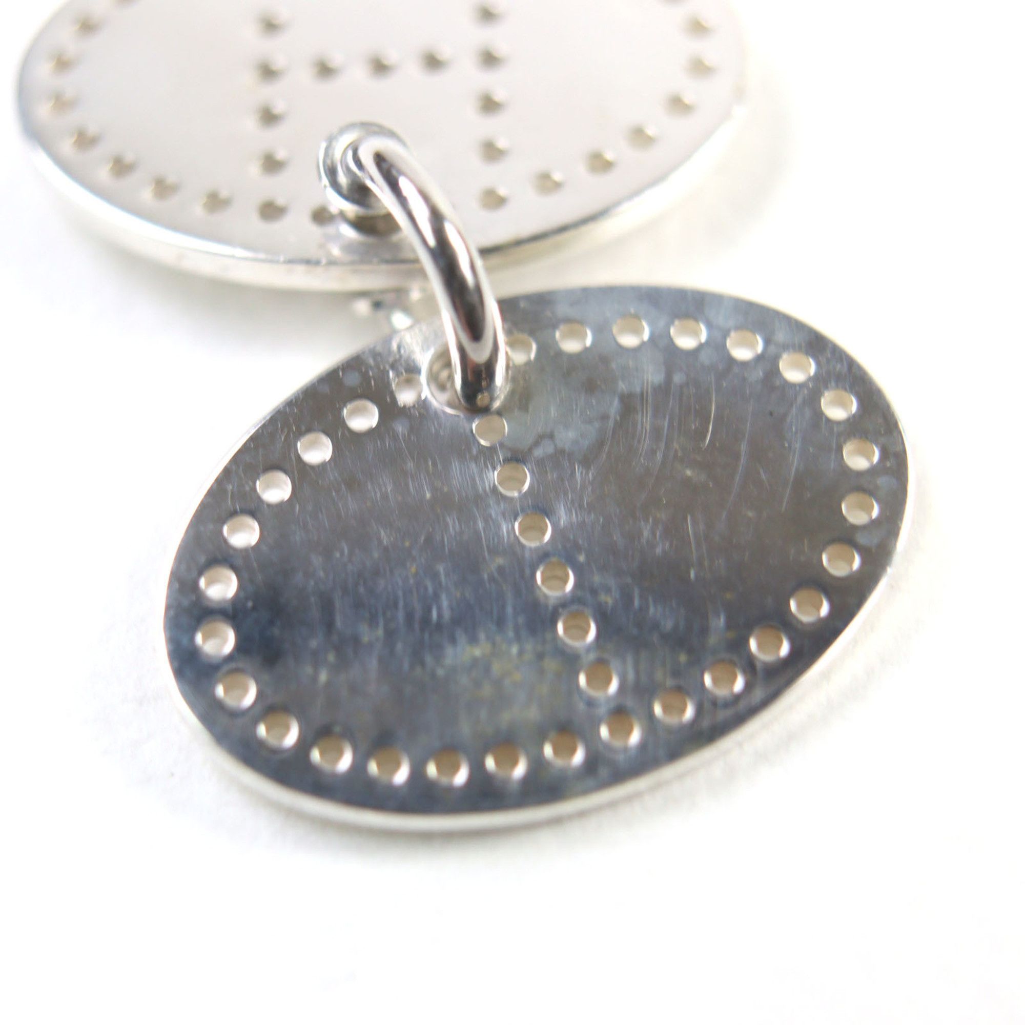 Hermes HERMES Eclipse Evelyne AG925 H Logo Motif Punched Oval Pendant Top in Silver, Weight 3.77g, Women's Size ONE SIZE - 11 Thumbnail
