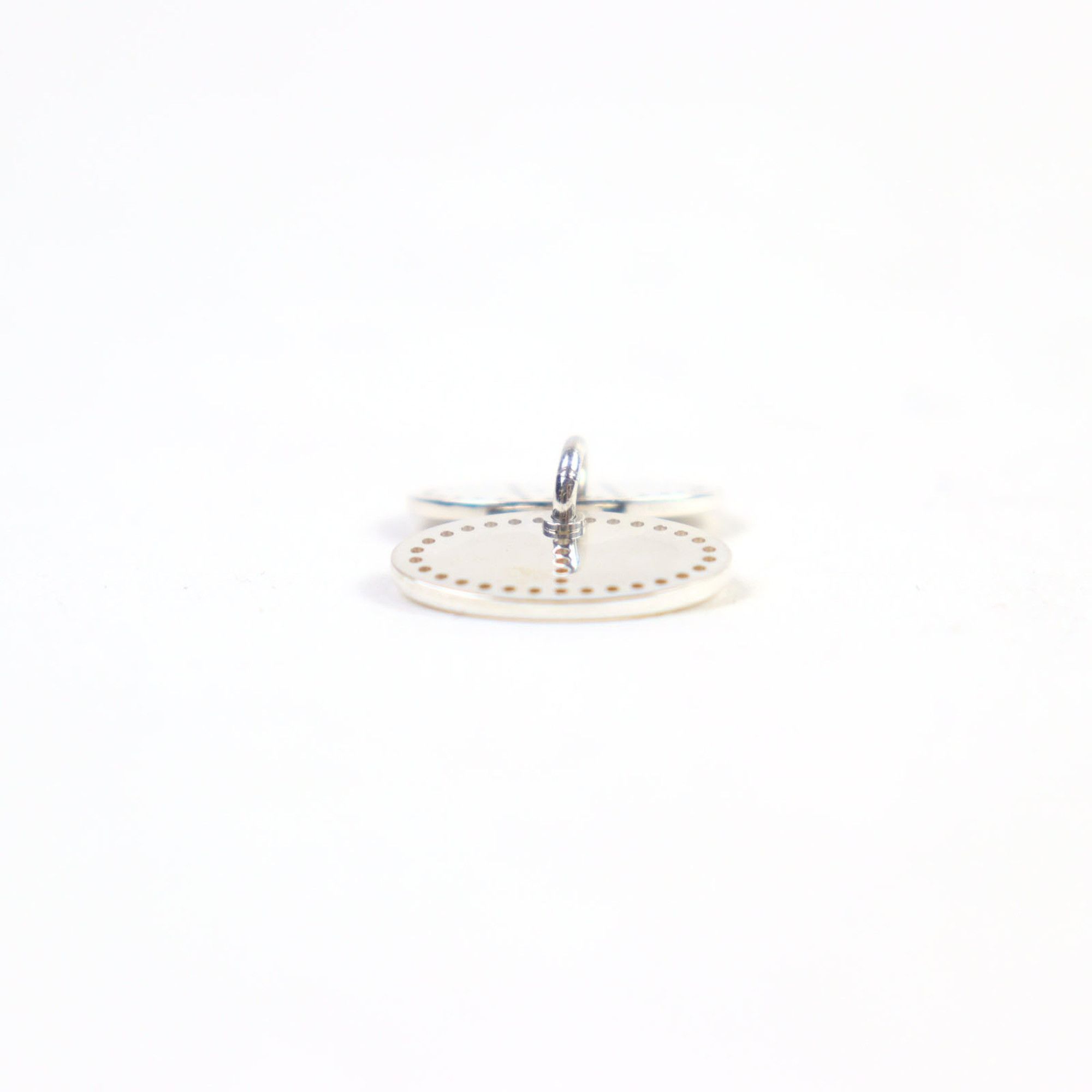 Hermes HERMES Eclipse Evelyne AG925 H Logo Motif Punched Oval Pendant Top in Silver, Weight 3.77g, Women's Size ONE SIZE - 8 Thumbnail