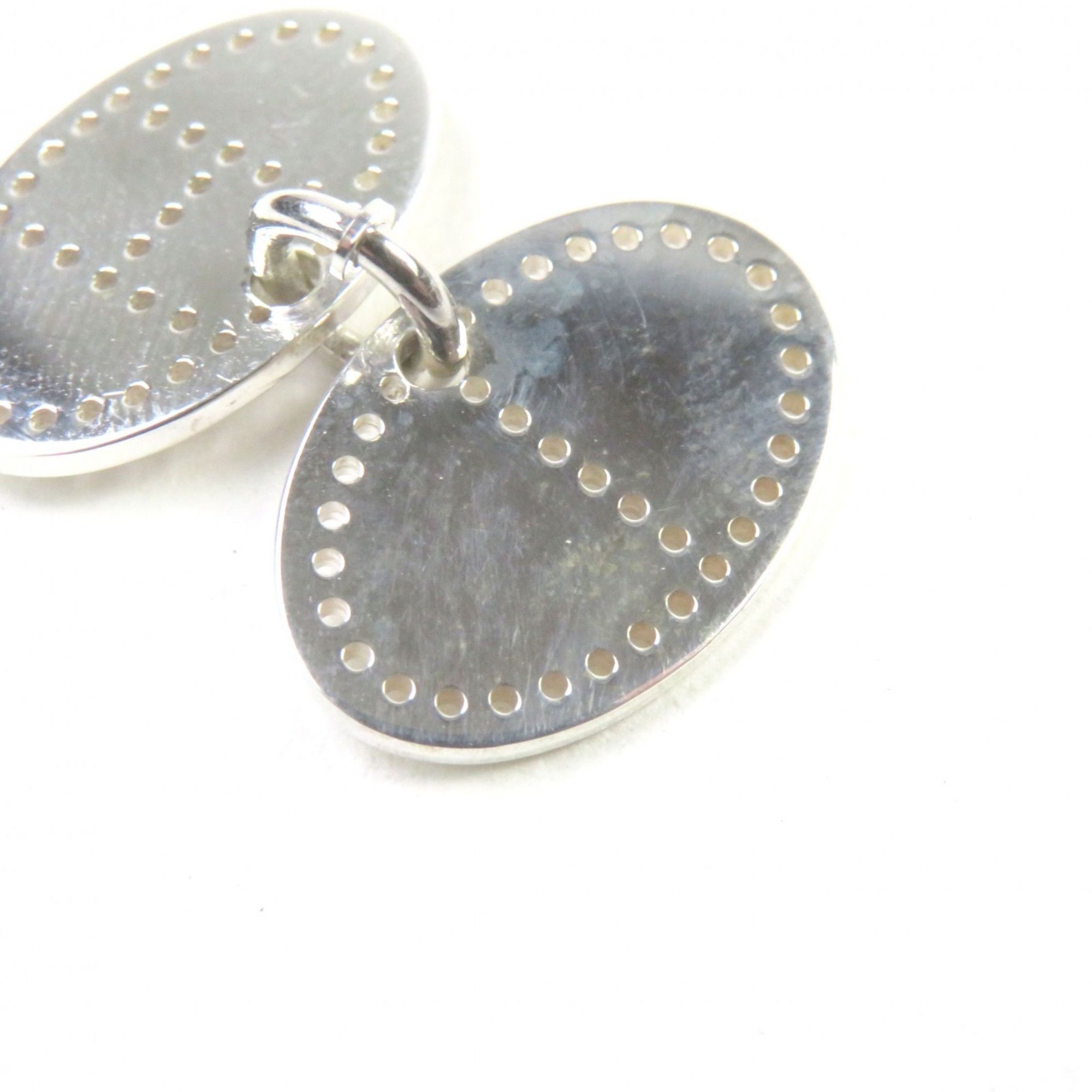 Hermes HERMES Eclipse Evelyne AG925 H Logo Motif Punched Oval Pendant Top in Silver, Weight 3.77g, Women's Size ONE SIZE - 13 Thumbnail