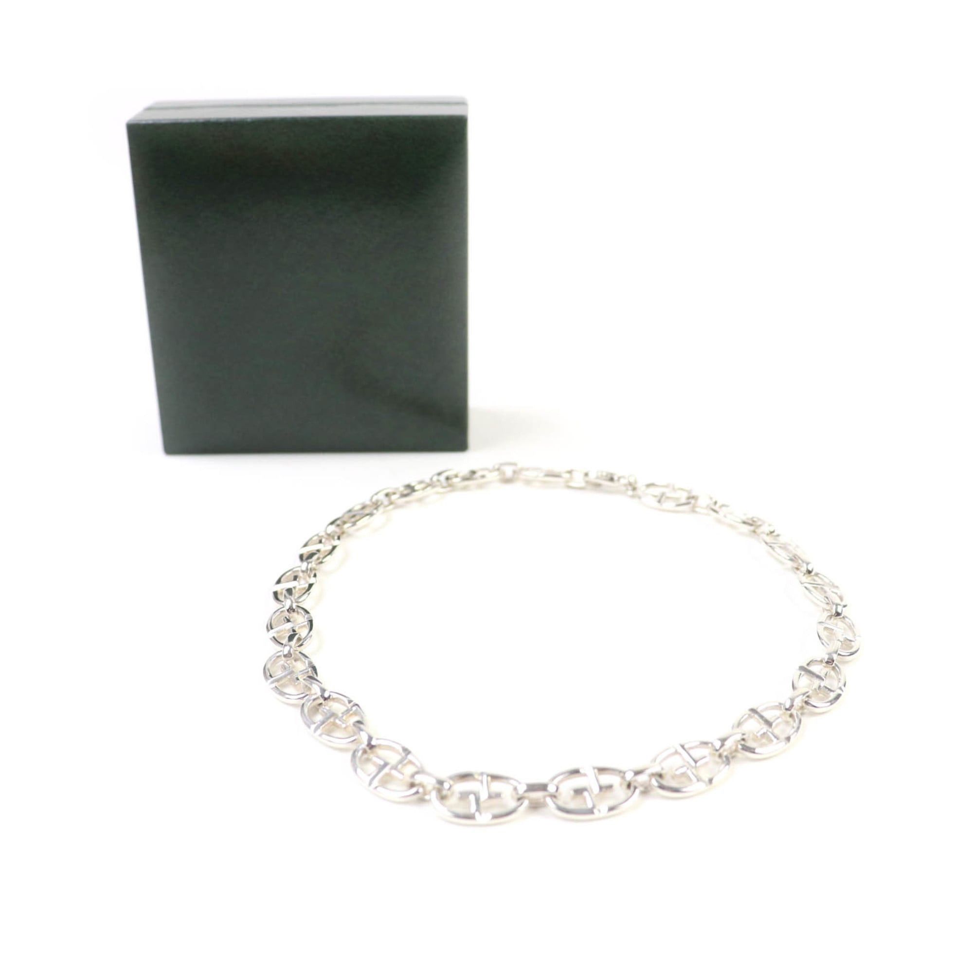 Gucci Vintage GUCCI 925 Tom Ford-era Double G Anchor Chain Choker in Silver, Made Italy, with Case, Weight 40.7g, Women's Size ONE SIZE - 2 Thumbnail