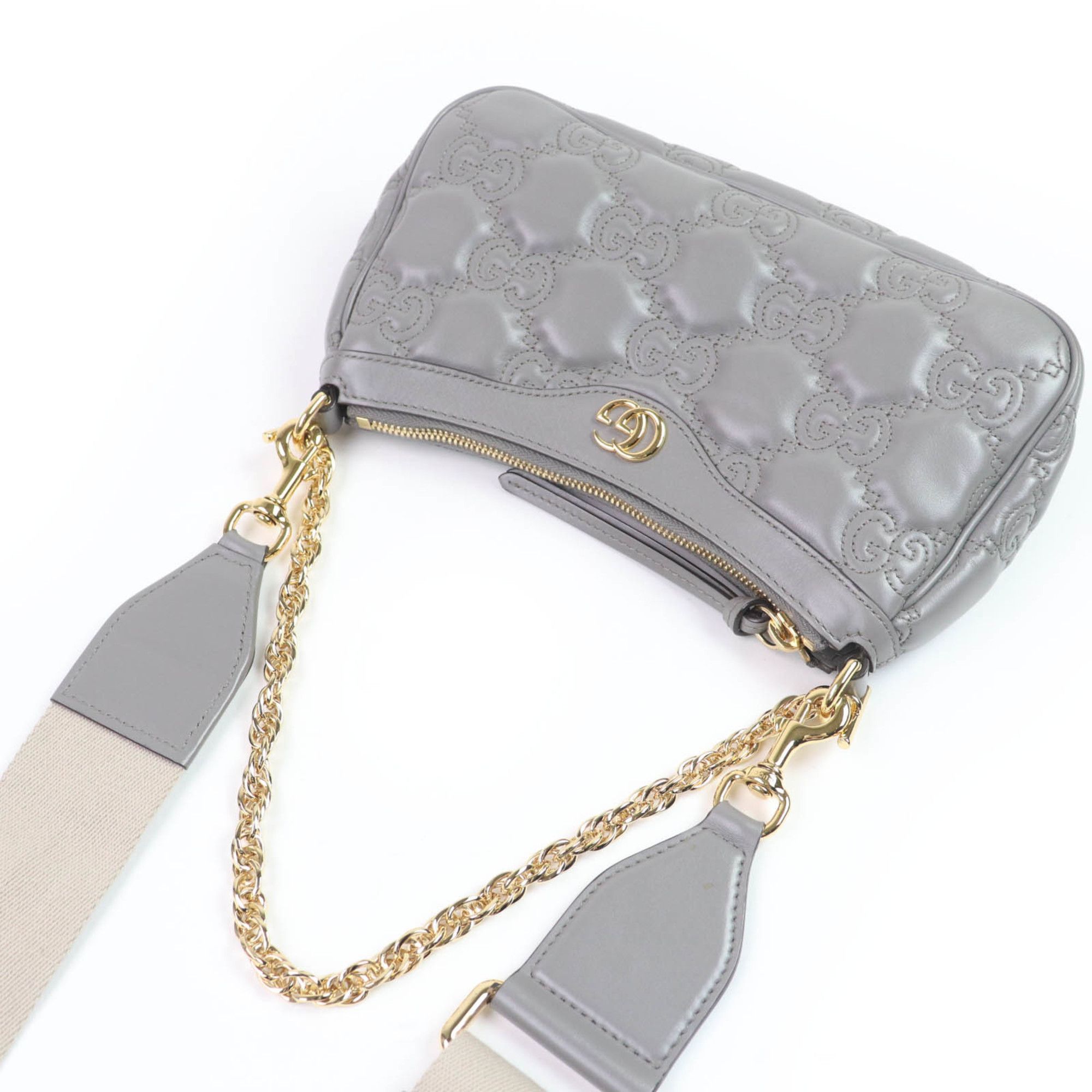 Gucci GUCCI 735049 GG Matelasse Leather 2-Way Handbag/Shoulder Bag, Gray, Includes Dust Made in Italy, Women's Size ONE SIZE - 6 Thumbnail
