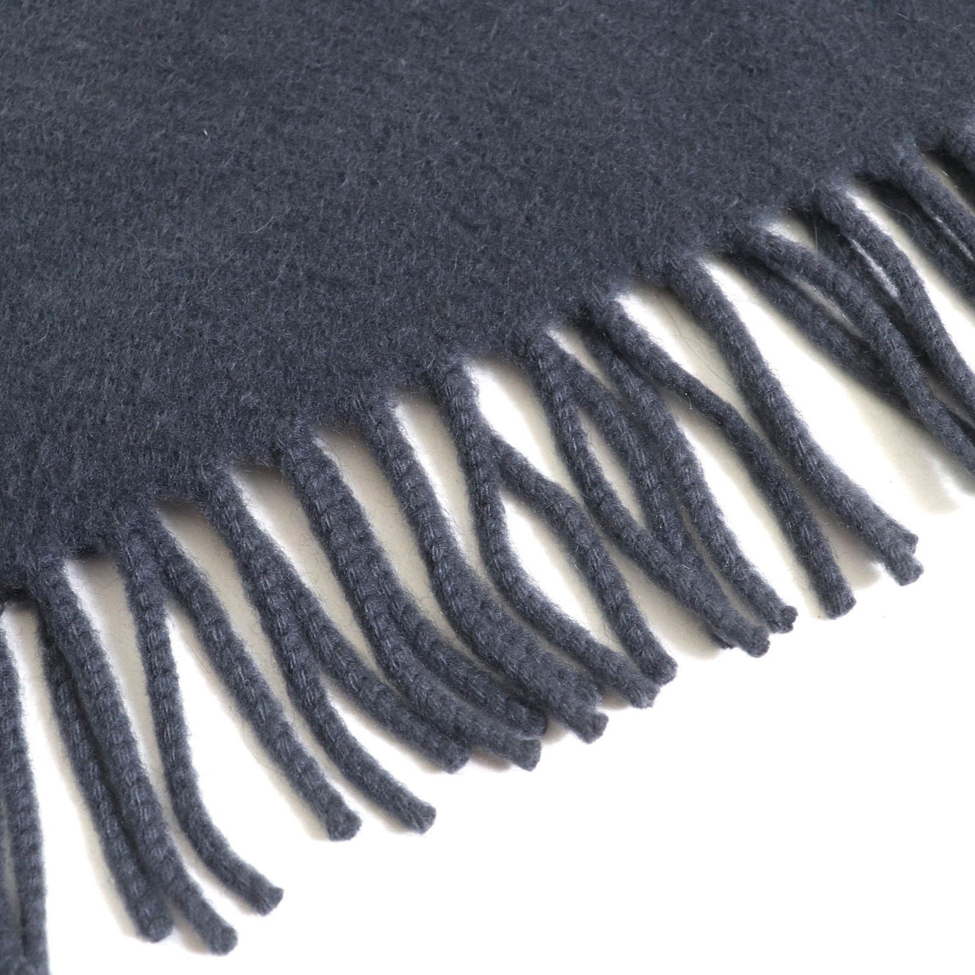 Hermes HERMES 100% Cashmere Logo Embroidered Fringe Extra Large Shawl/Stole/Blanket in Navy for Women Size ONE SIZE - 4 Thumbnail