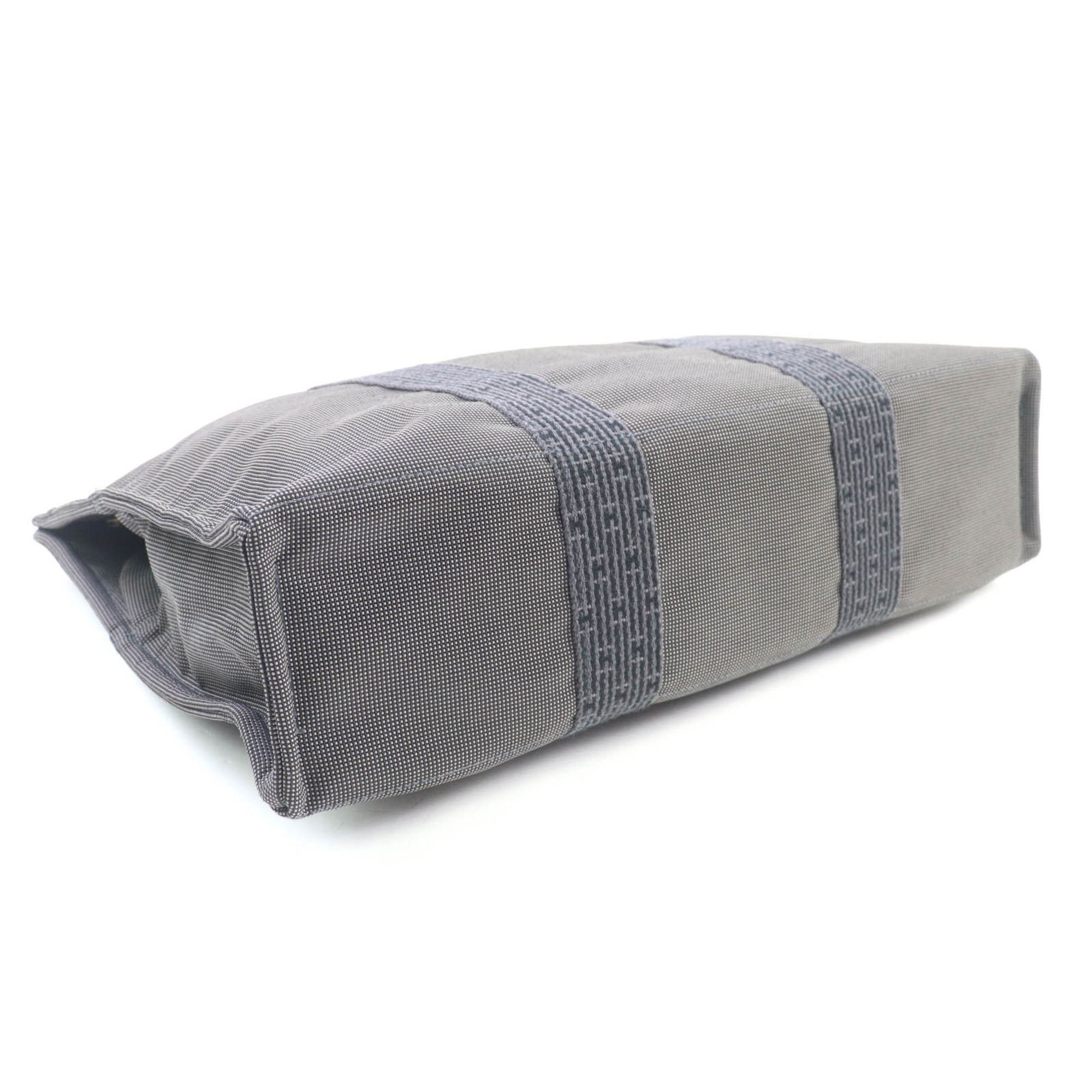 Hermes HERMES Air Line MM Silver Hardware Serie Button Canvas Tote Bag Gray Made in France Women's Size ONE SIZE - 3 Thumbnail