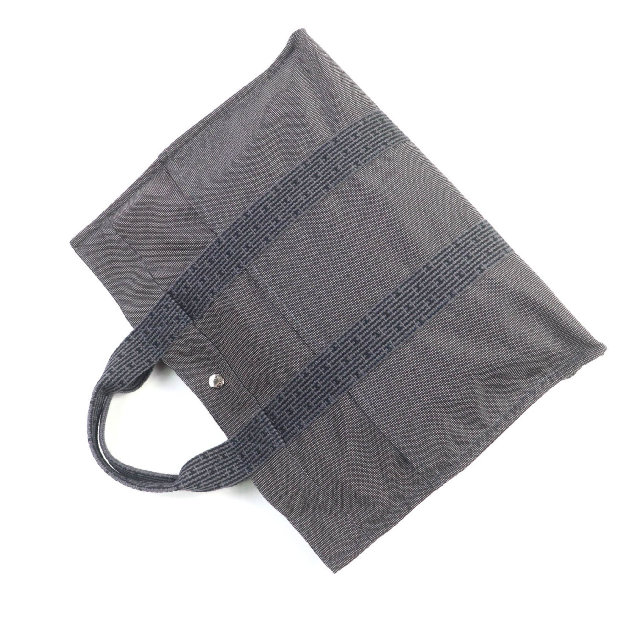 Hermes HERMES Air Line MM Silver Hardware Serie Button Canvas Tote Bag Gray Made in France Women's Size ONE SIZE - 7 Thumbnail