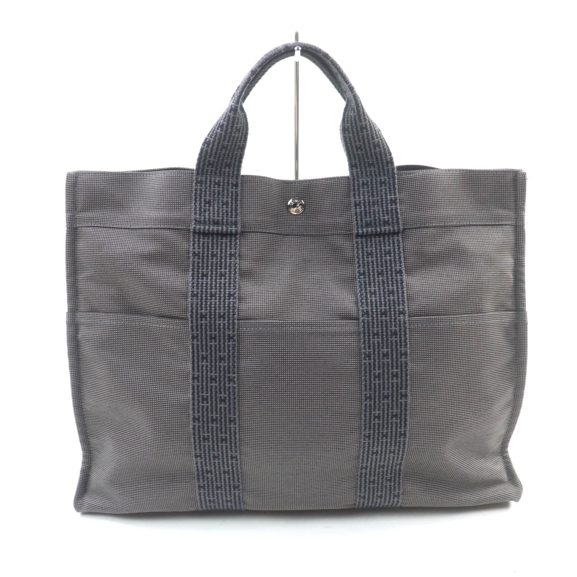 Hermes HERMES Air Line MM Silver Hardware Serie Button Canvas Tote Bag Gray Made in France Women's Size ONE SIZE - 2 Thumbnail