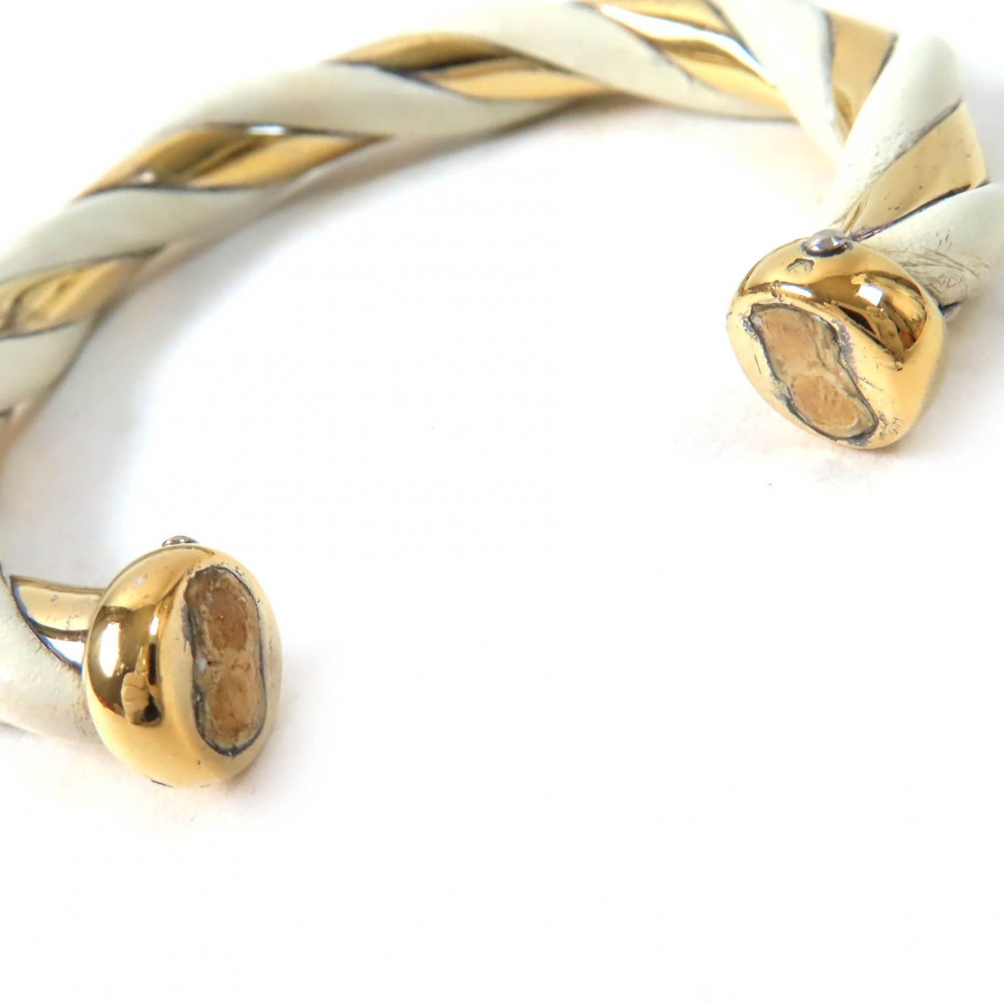 Hermes HERMES Twist Bangle Bracelet, SV925 Leather, Ivory and Gold, Weight 29.3g, Women's Size ONE SIZE - 6 Thumbnail