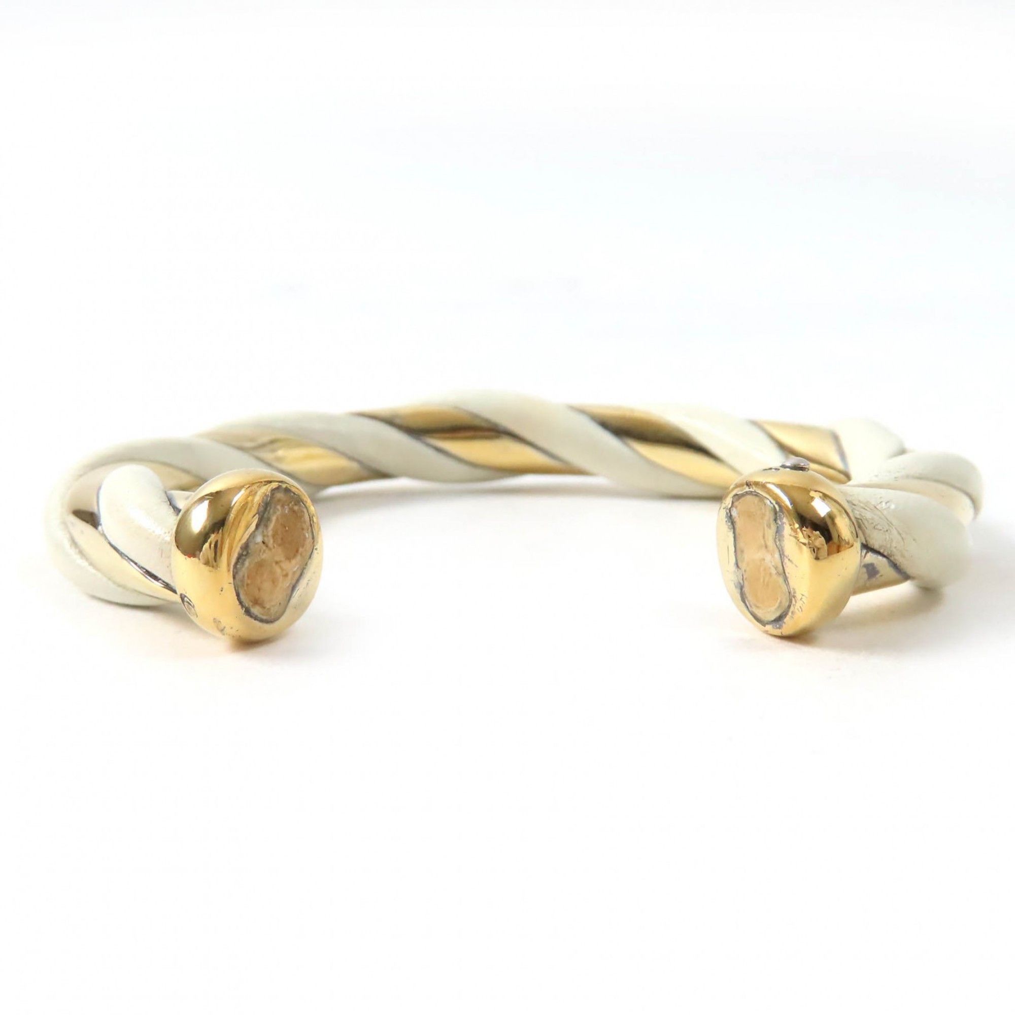 Hermes HERMES Twist Bangle Bracelet, SV925 Leather, Ivory and Gold, Weight 29.3g, Women's Size ONE SIZE - 4 Thumbnail