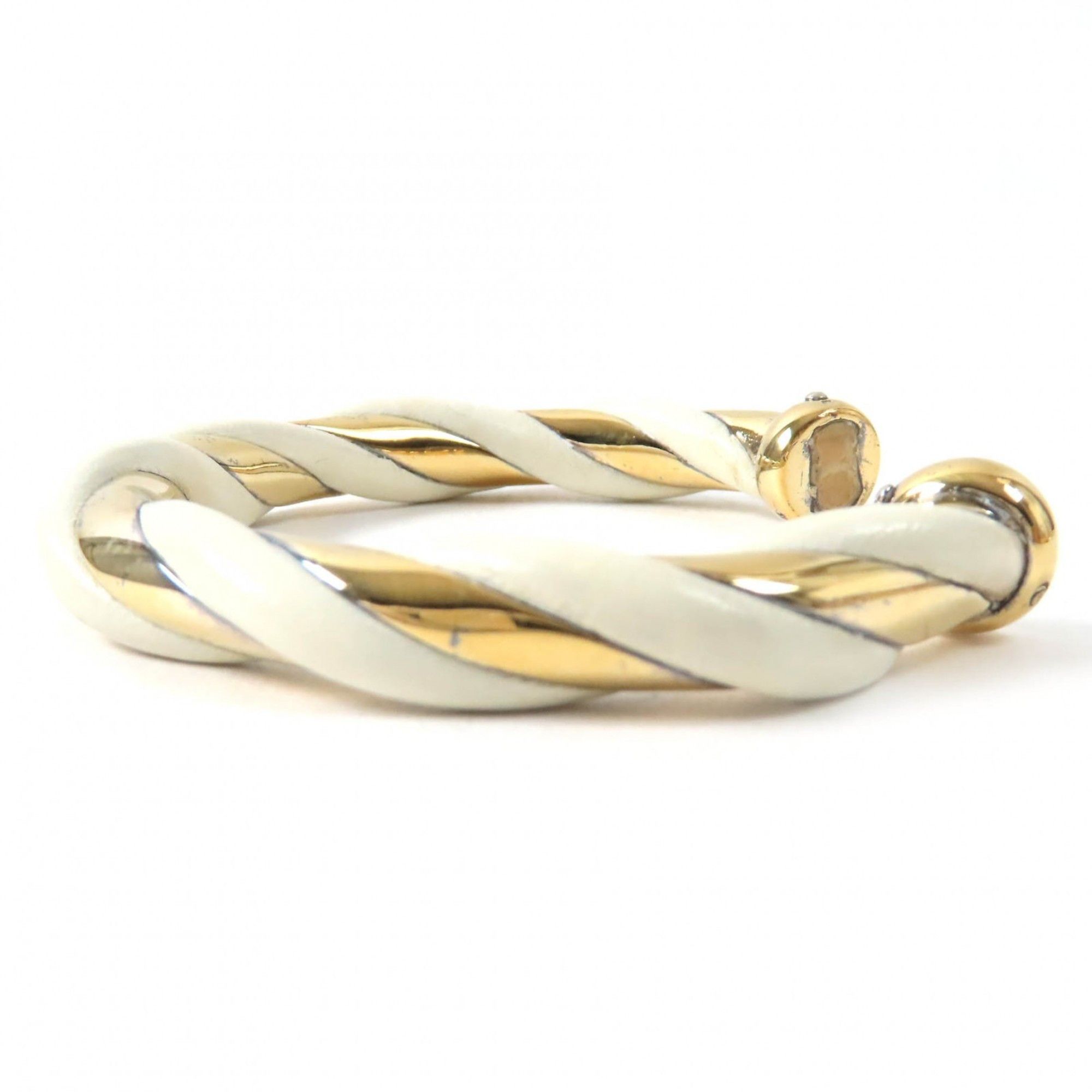 Hermes HERMES Twist Bangle Bracelet, SV925 Leather, Ivory and Gold, Weight 29.3g, Women's Size ONE SIZE - 2 Thumbnail