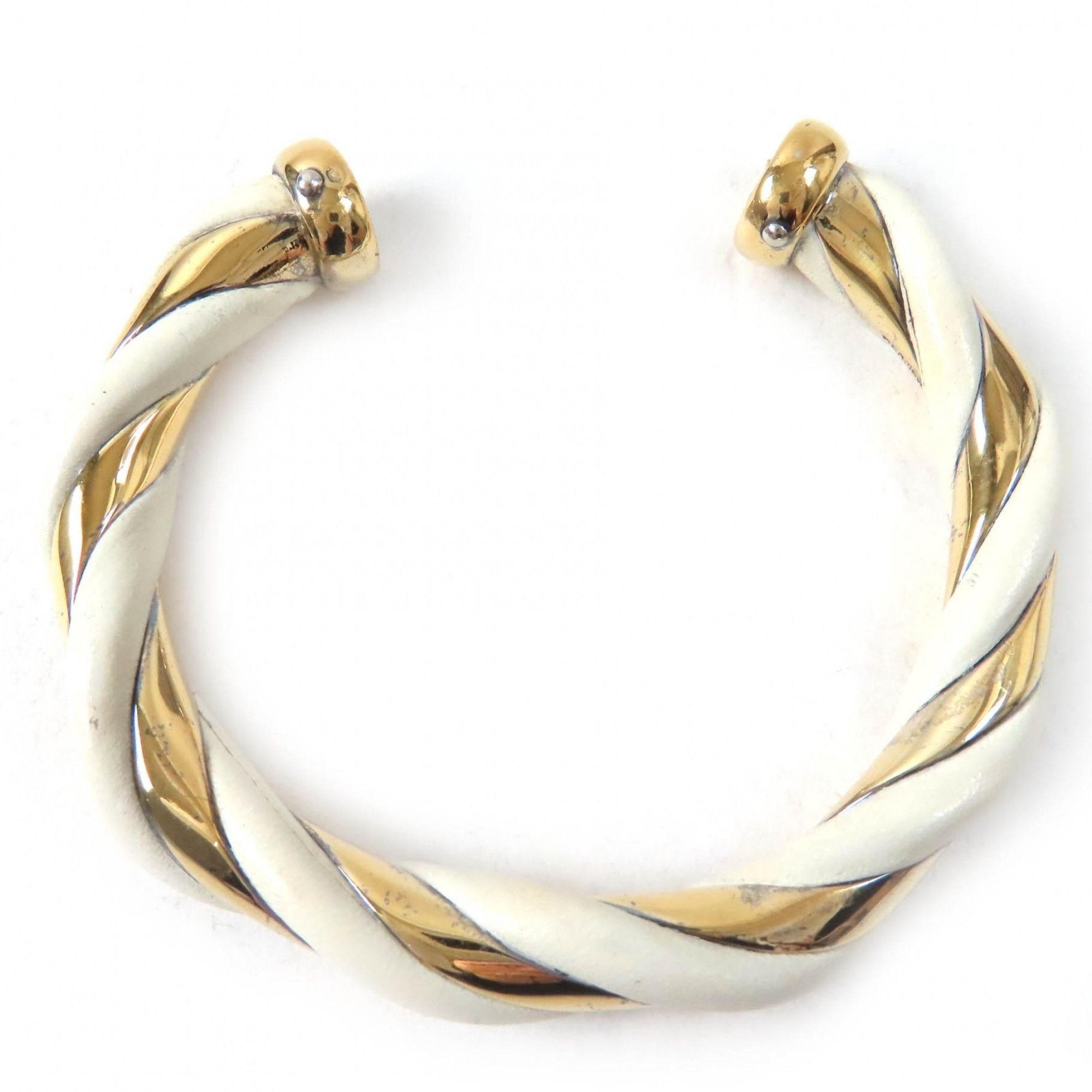 Hermes HERMES Twist Bangle Bracelet, SV925 Leather, Ivory and Gold, Weight 29.3g, Women's Size ONE SIZE - 5 Thumbnail