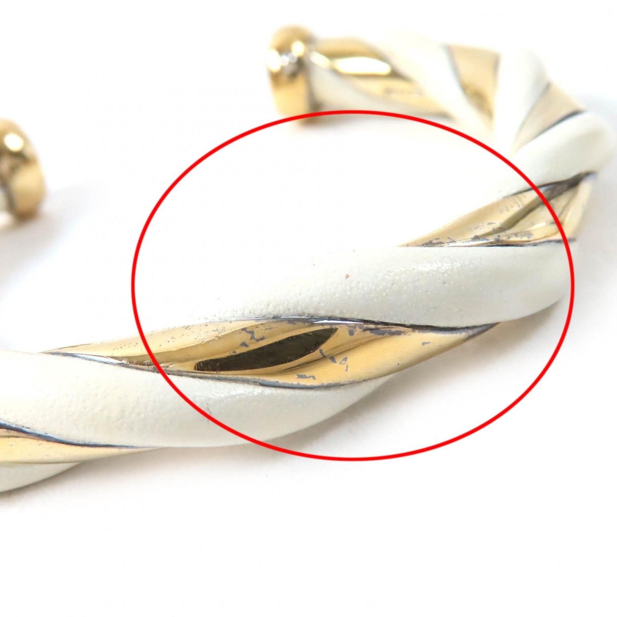 Hermes HERMES Twist Bangle Bracelet, SV925 Leather, Ivory and Gold, Weight 29.3g, Women's Size ONE SIZE - 9 Thumbnail