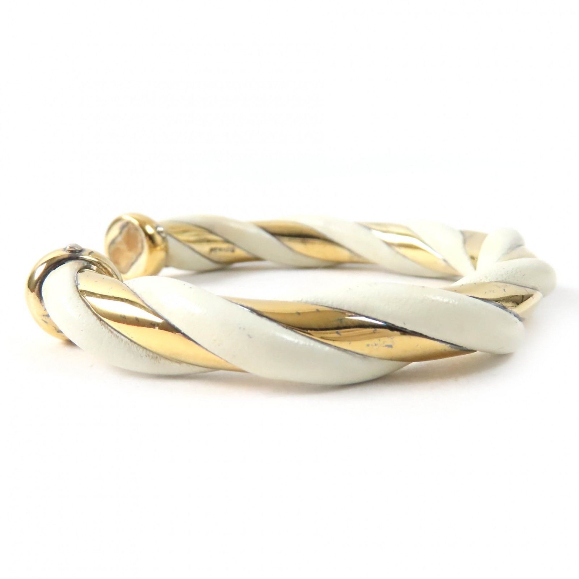 Hermes HERMES Twist Bangle Bracelet, SV925 Leather, Ivory and Gold, Weight 29.3g, Women's Size ONE SIZE - 3 Thumbnail