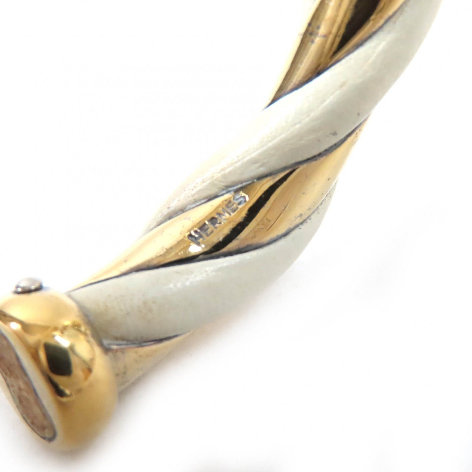 Hermes HERMES Twist Bangle Bracelet, SV925 Leather, Ivory and Gold, Weight 29.3g, Women's Size ONE SIZE - 7 Thumbnail