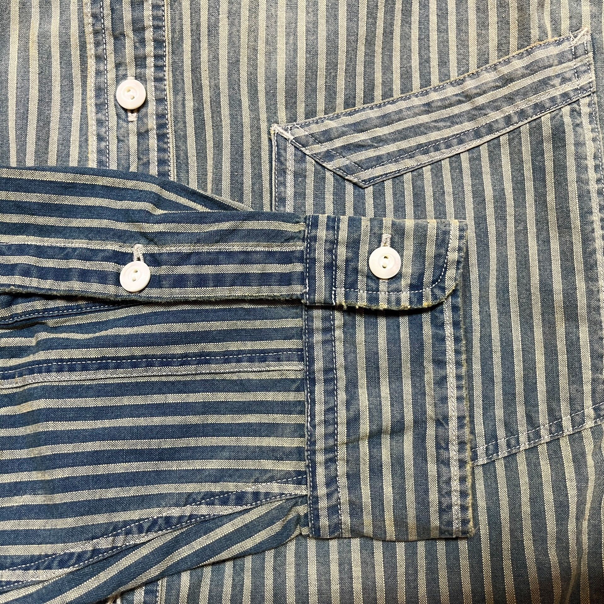 RRL Ralph Lauren RRL Vintage Distressed Striped Shirt Size US L / EU 52-54 / 3 - 7 Thumbnail