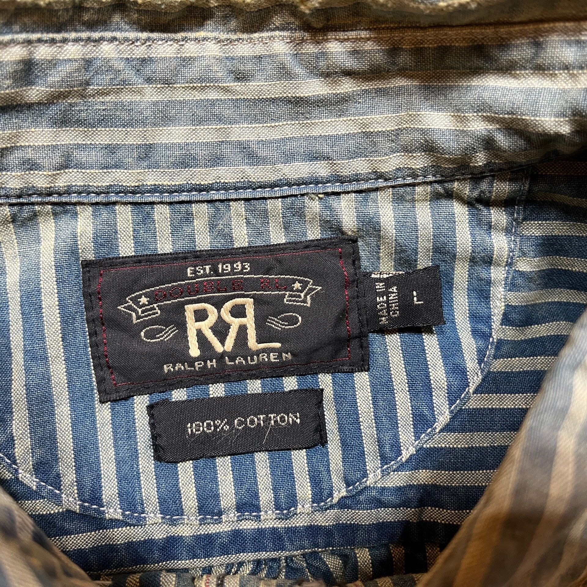 RRL Ralph Lauren RRL Distressed Striped Shirt Size US L / EU 52-54 / 3 - 4 Thumbnail