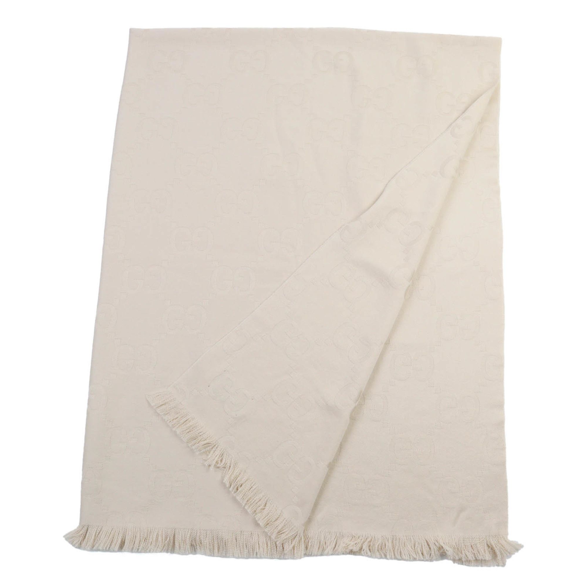 Gucci GUCCI 795551 Wool and Silk GG Jacquard Large Blanket/Shawl, Beige, 135 x 180cm, Made in Italy, Authentic, Women's Size ONE SIZE - 2 Thumbnail