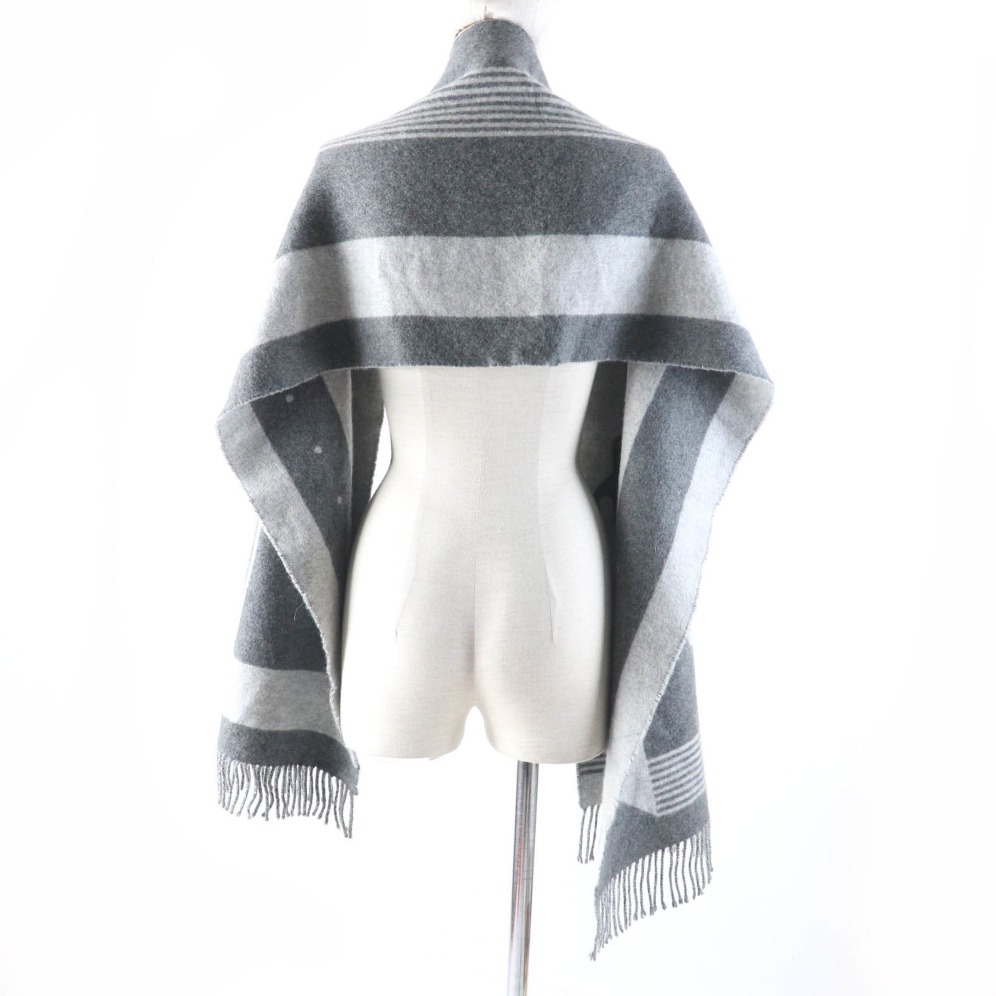 Hermes HERMES Sangle à Boucle 100% Cashmere Antogracito Gris Clair Fringed Scarf, 39 x 196cm, Box Included, Made in England, Women's Size ONE SIZE - 6 Thumbnail