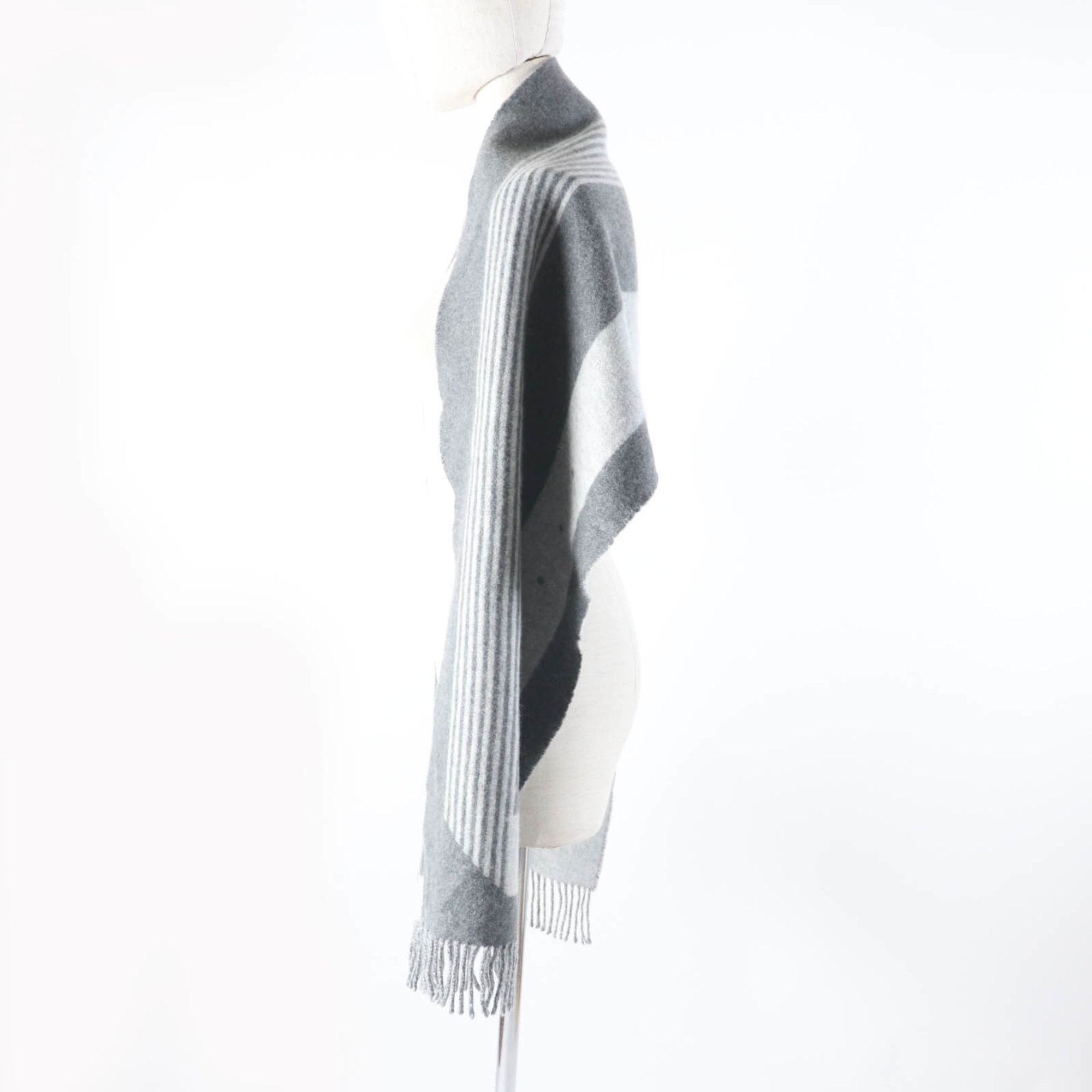 Hermes HERMES Sangle à Boucle 100% Cashmere Antogracito Gris Clair Fringed Scarf, 39 x 196cm, Box Included, Made in England, Women's Size ONE SIZE - 5 Thumbnail