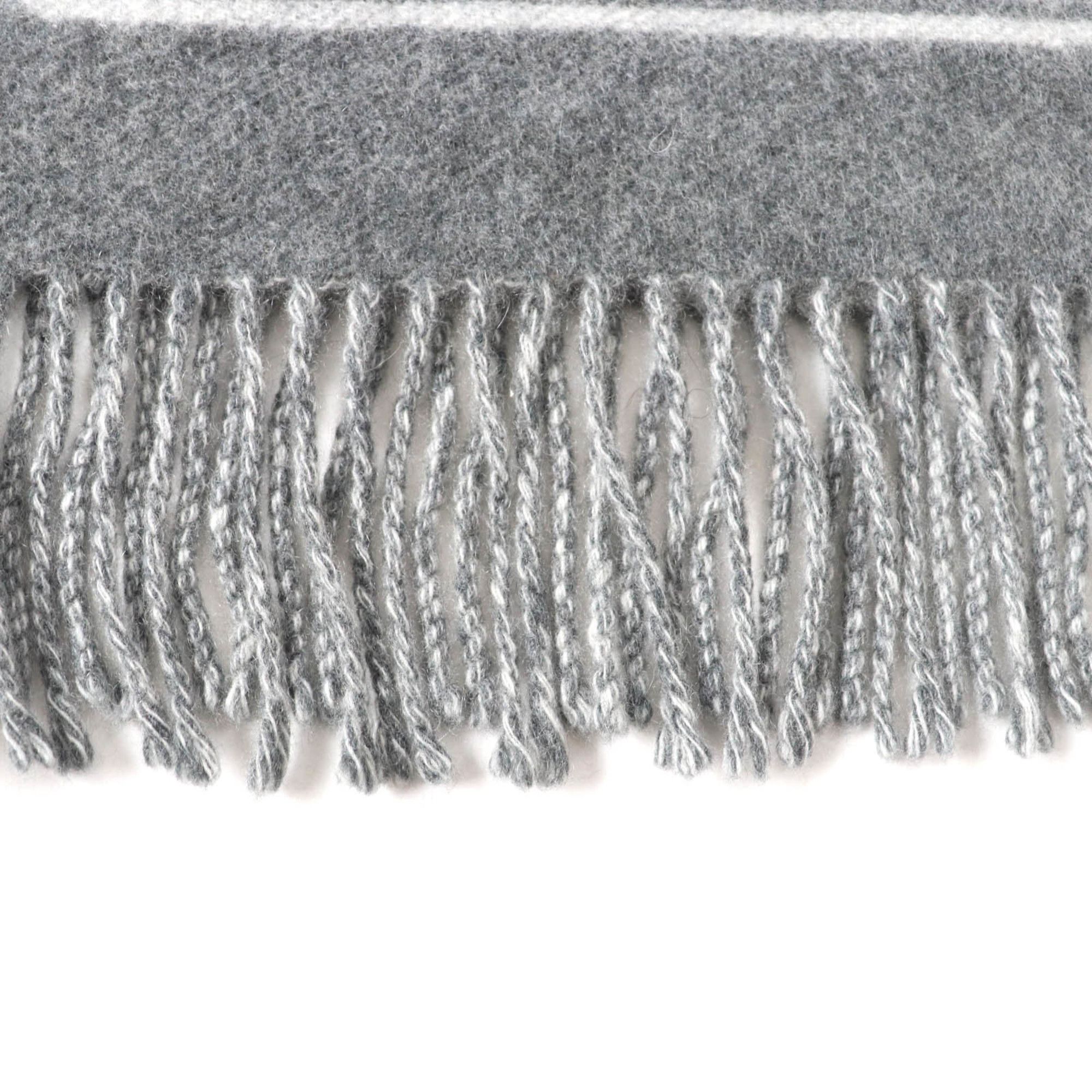 Hermes HERMES Sangle à Boucle 100% Cashmere Antogracito Gris Clair Fringed Scarf, 39 x 196cm, Box Included, Made in England, Women's Size ONE SIZE - 8 Thumbnail