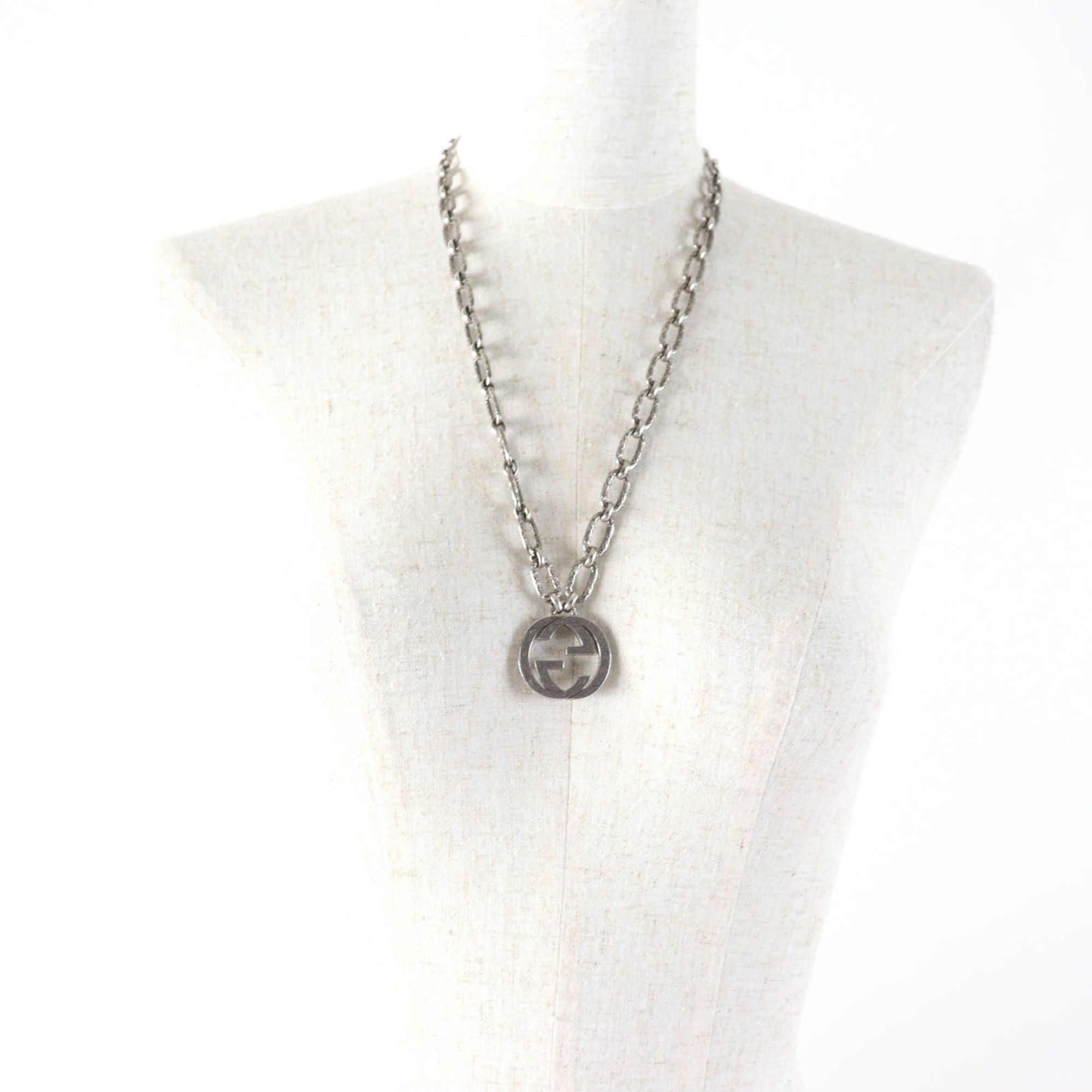 Gucci GUCCI 524890 Interlocking G Arabesque Long Chain Necklace, AG925 Silver, Box and Dust Bag Included, Made in Italy, Weight 67.94g, Women's Size ONE SIZE - 4 Thumbnail