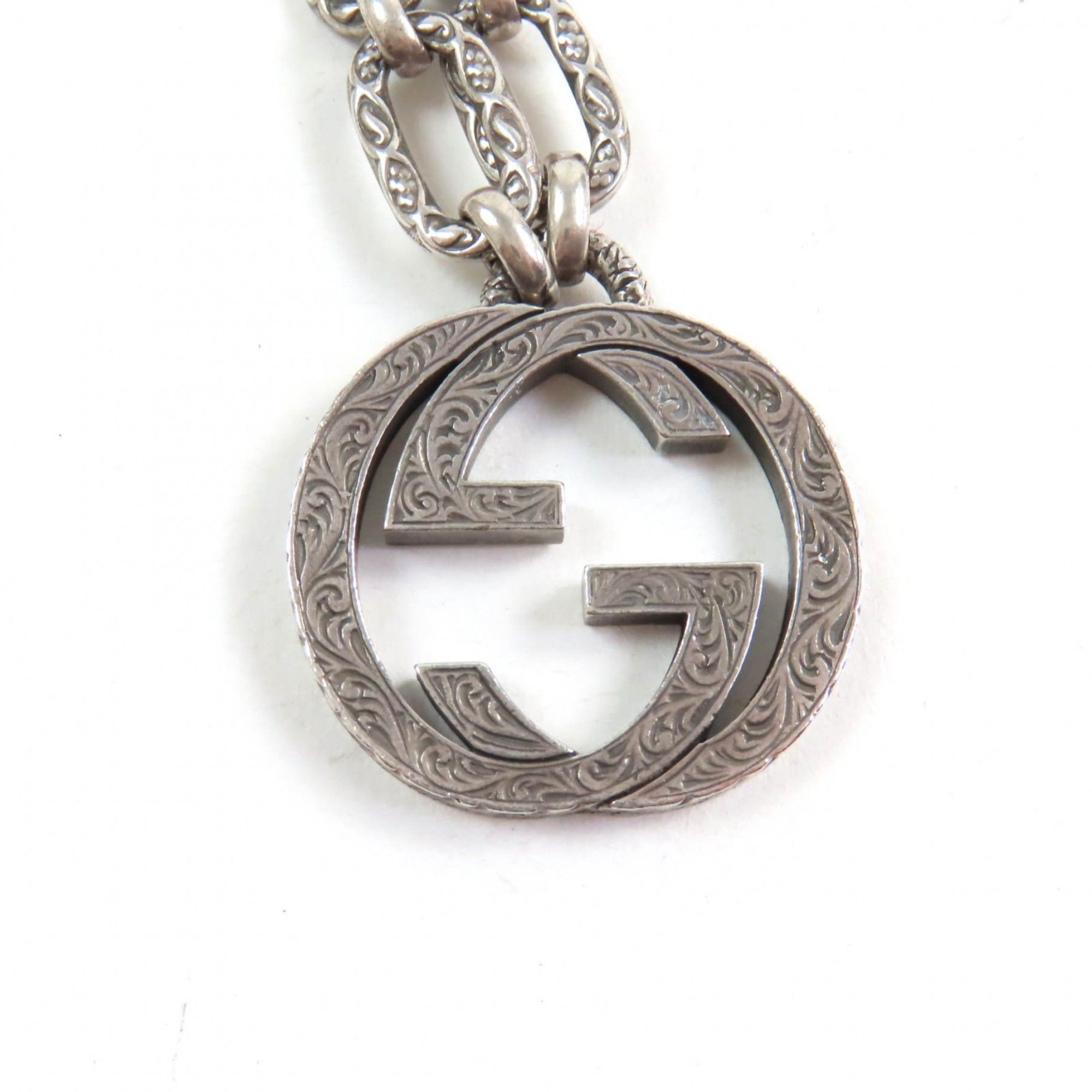 Gucci GUCCI 524890 Interlocking G Arabesque Long Chain Necklace, AG925 Silver, Box and Dust Bag Included, Made in Italy, Weight 67.94g, Women's Size ONE SIZE - 3 Thumbnail