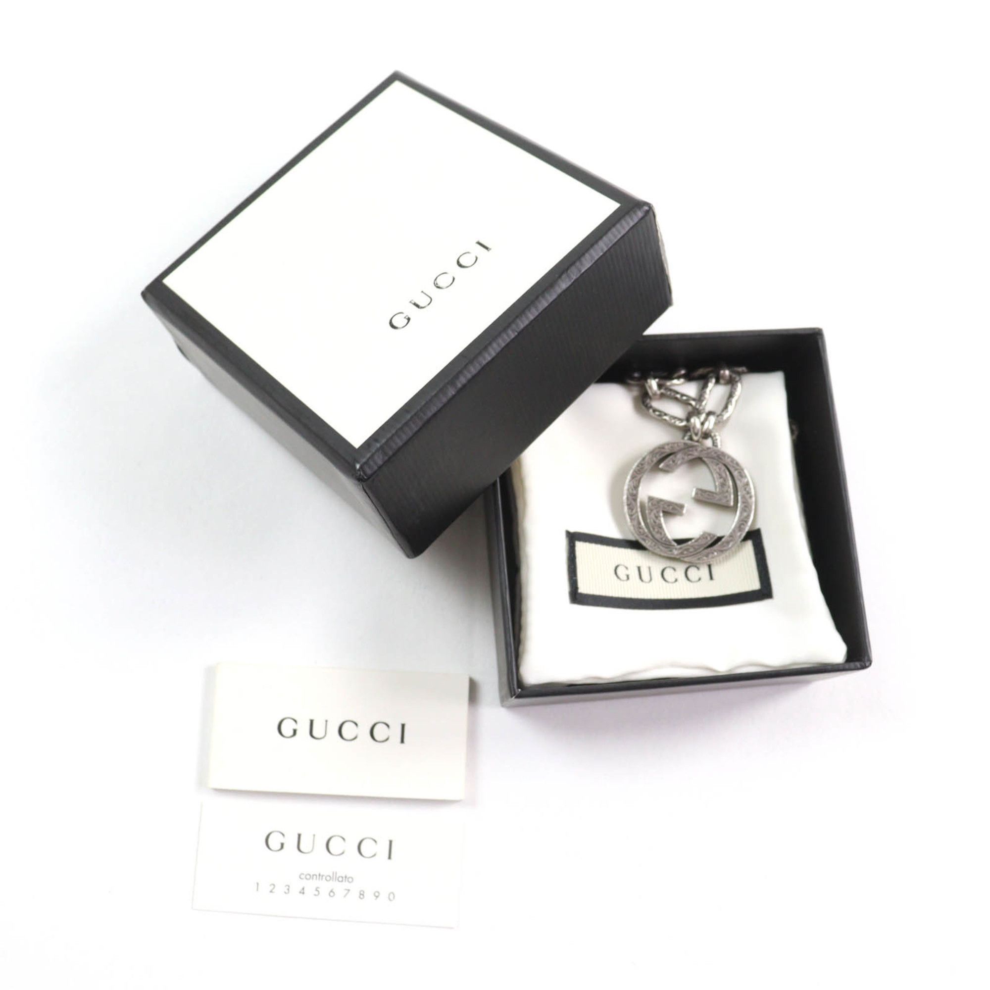 Gucci GUCCI 524890 Interlocking G Arabesque Long Chain Necklace, AG925 Silver, Box and Dust Bag Included, Made in Italy, Weight 67.94g, Women's Size ONE SIZE - 2 Thumbnail