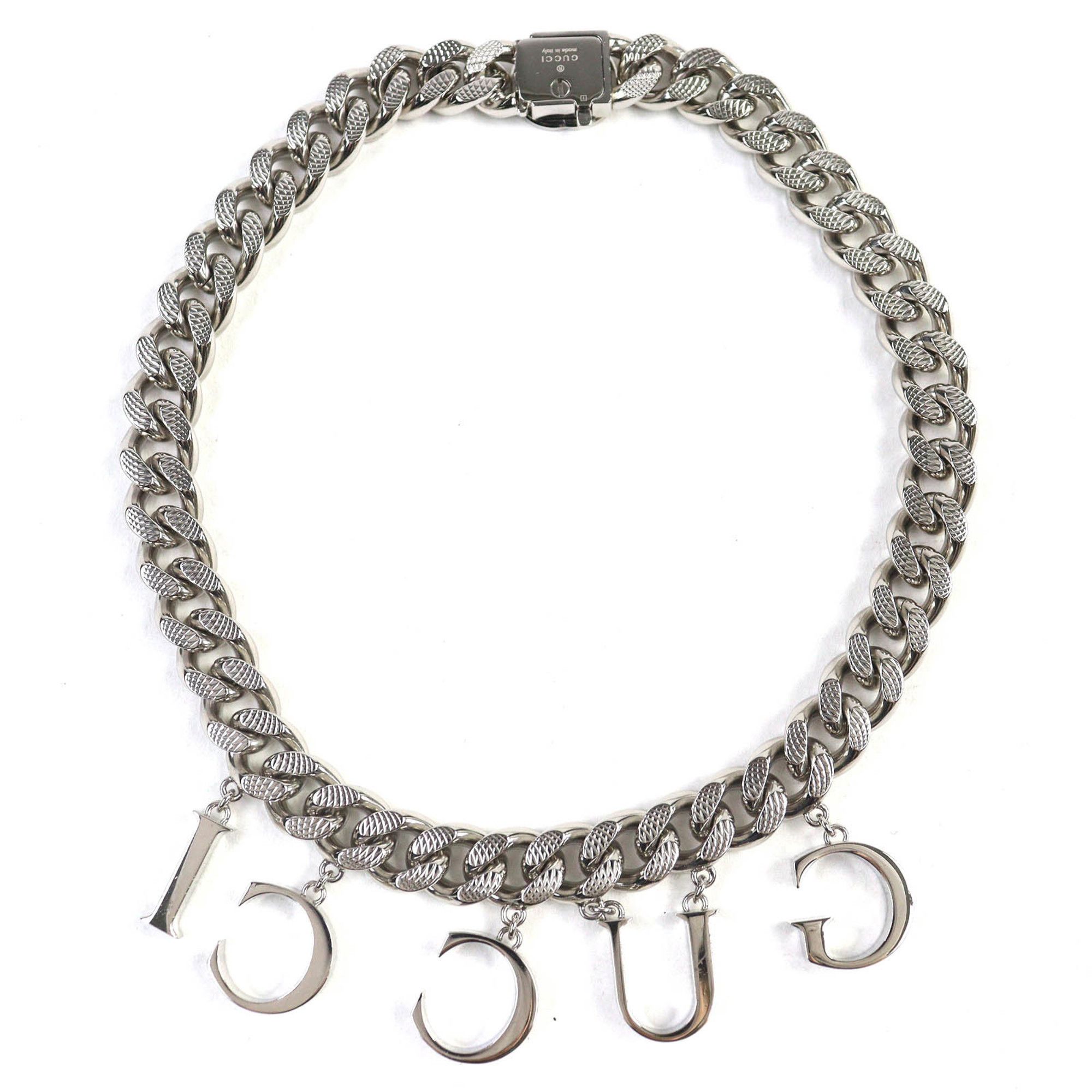Gucci GUCCI 675769 Script Logo Choker with Interlocking G Necklace, Silver, Made in Italy, Women's Size ONE SIZE - 2 Thumbnail