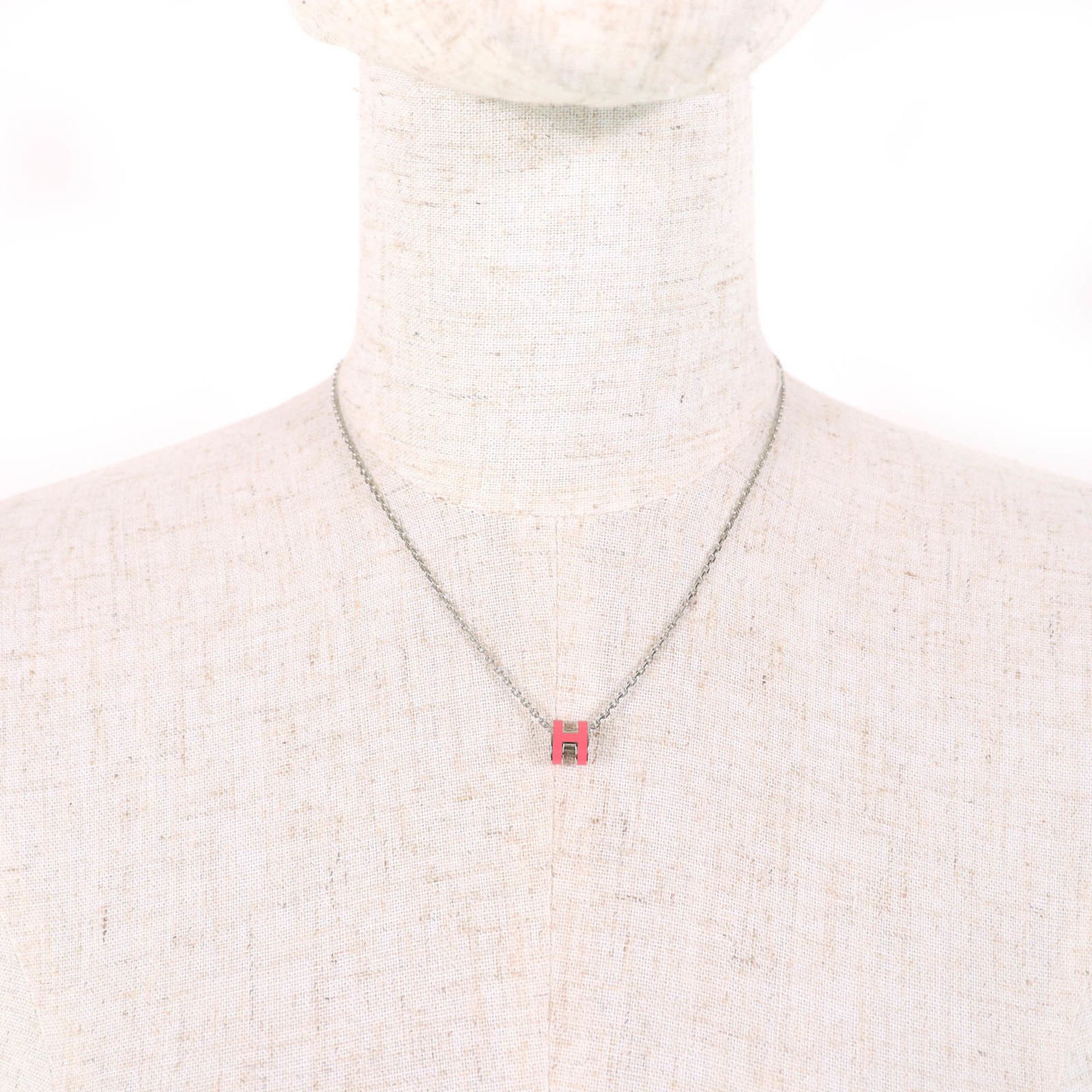 Hermes HERMES Mini Pop H Pendant Necklace in Pink and Silver, Includes Box Dust Bag, Made France, Extremely Popular for Women Size ONE SIZE - 4 Thumbnail