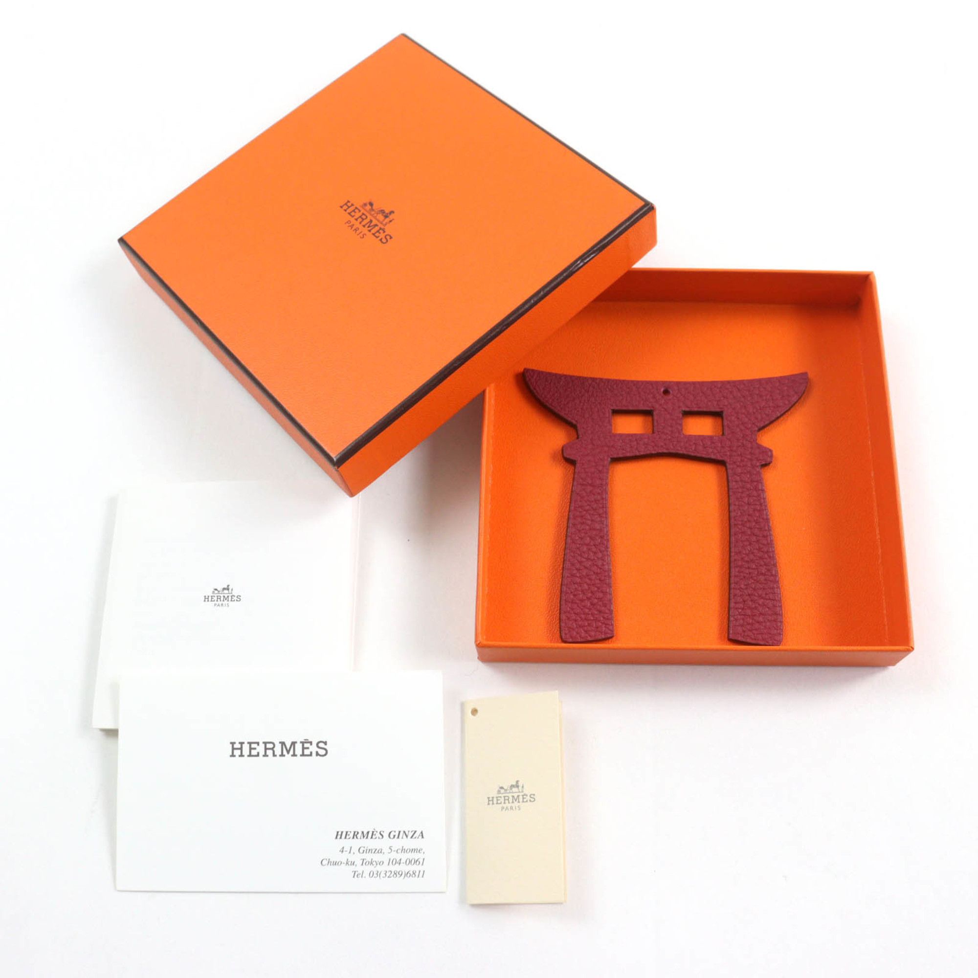 Hermes HERMES Petit H Anemone Rouge Granada Torii Epsom Leather Bag Charm (Boxed) for Women Size ONE SIZE - 2 Thumbnail