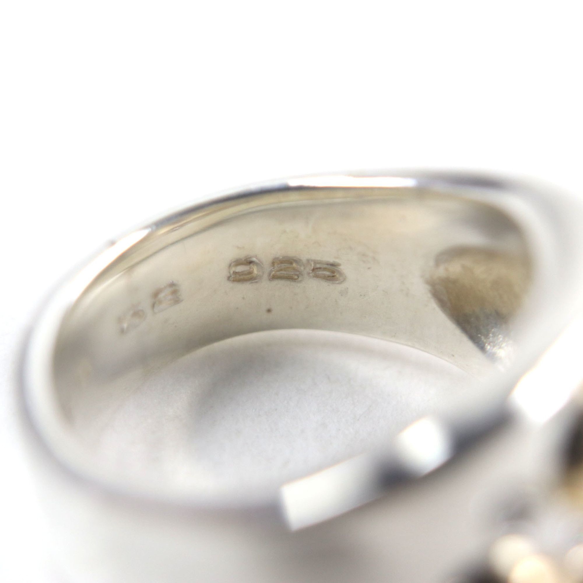 Hermes HERMES Vintage Gaucho Ring, 925 750 Sterling Silver with 7 Diamonds, Size 52, Weight 13.6g, Men's Size ONE SIZE - 8 Thumbnail