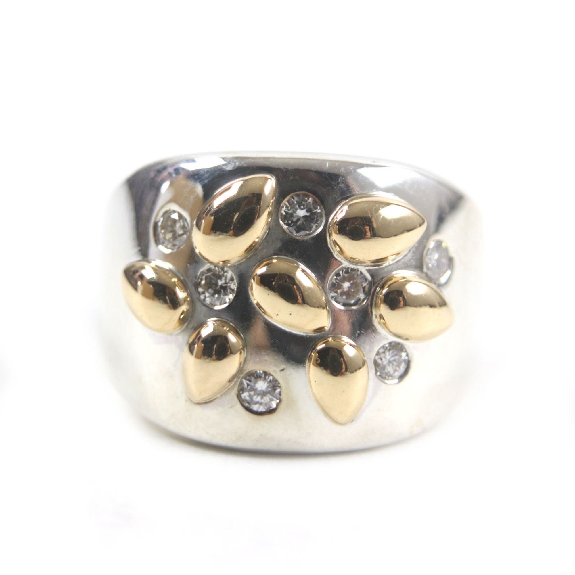 Hermes HERMES Vintage Gaucho Ring, 925 750 Sterling Silver with 7 Diamonds, Size 52, Weight 13.6g, Men's Size ONE SIZE - 2 Thumbnail