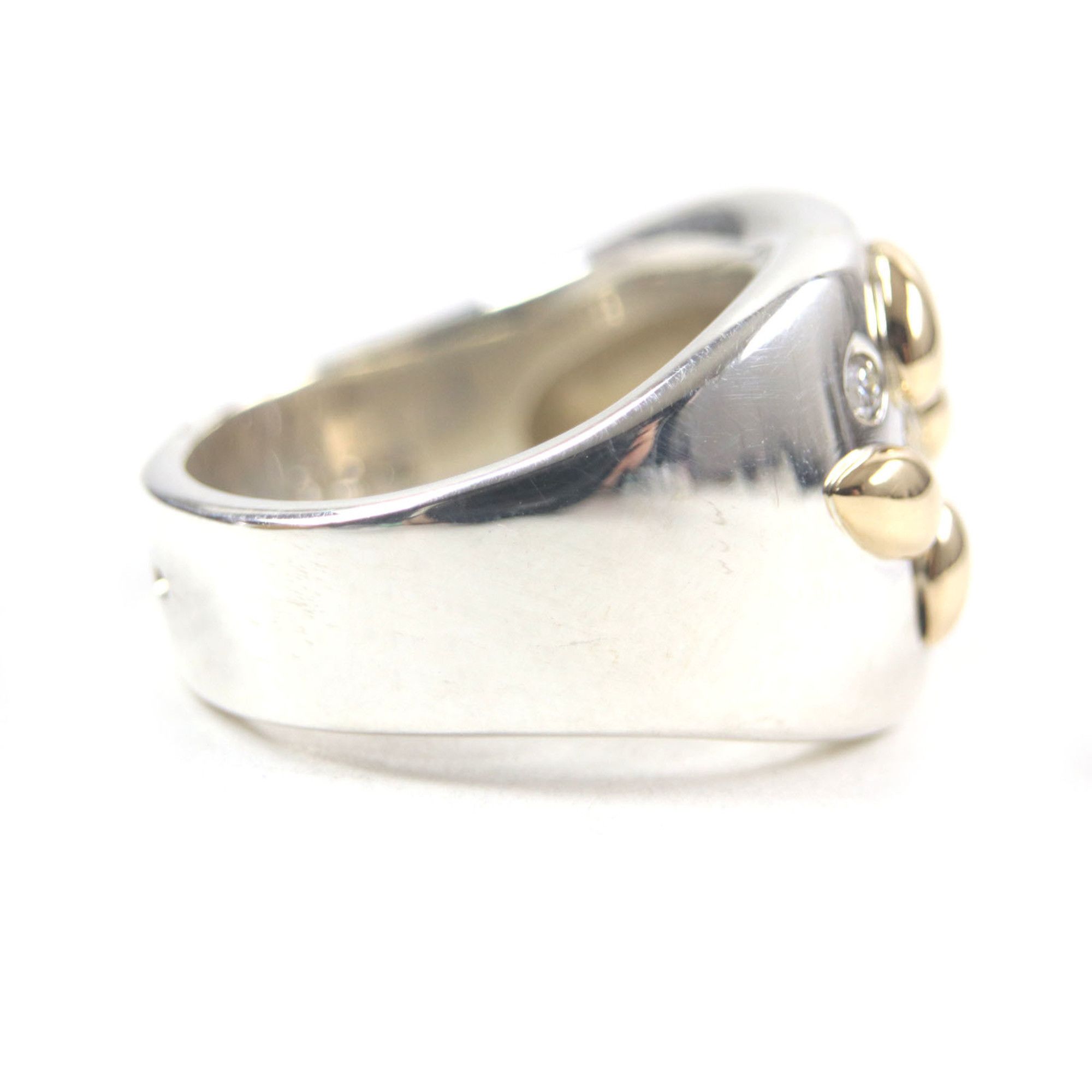 Hermes HERMES Vintage Gaucho Ring, 925 750 Sterling Silver with 7 Diamonds, Size 52, Weight 13.6g, Men's Size ONE SIZE - 5 Thumbnail