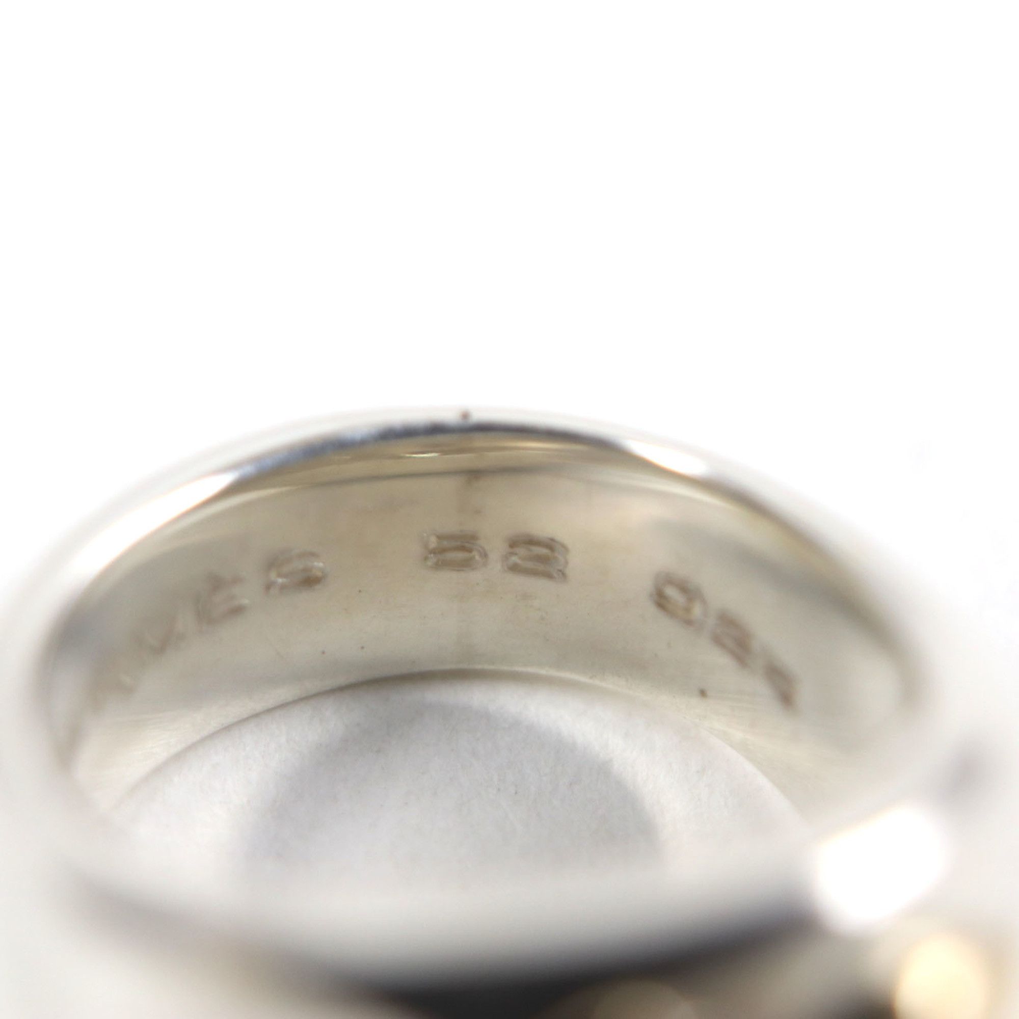 Hermes HERMES Vintage Gaucho Ring, 925 750 Sterling Silver with 7 Diamonds, Size 52, Weight 13.6g, Men's Size ONE SIZE - 7 Thumbnail