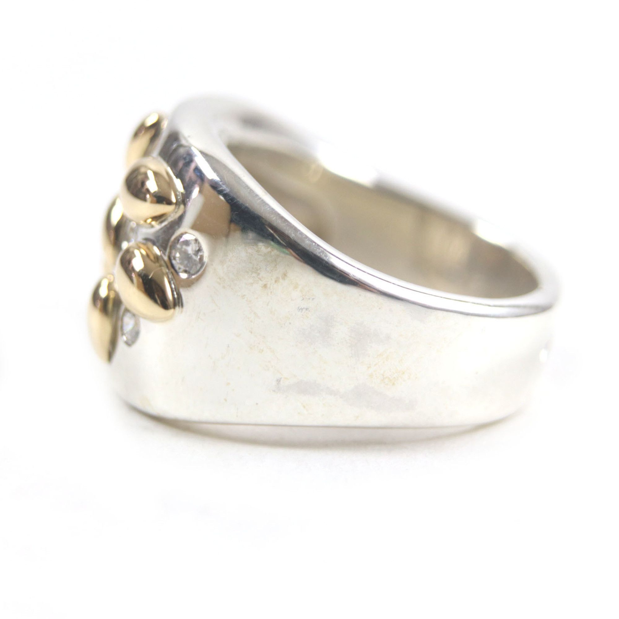 Hermes HERMES Vintage Gaucho Ring, 925 750 Sterling Silver with 7 Diamonds, Size 52, Weight 13.6g, Men's Size ONE SIZE - 3 Thumbnail