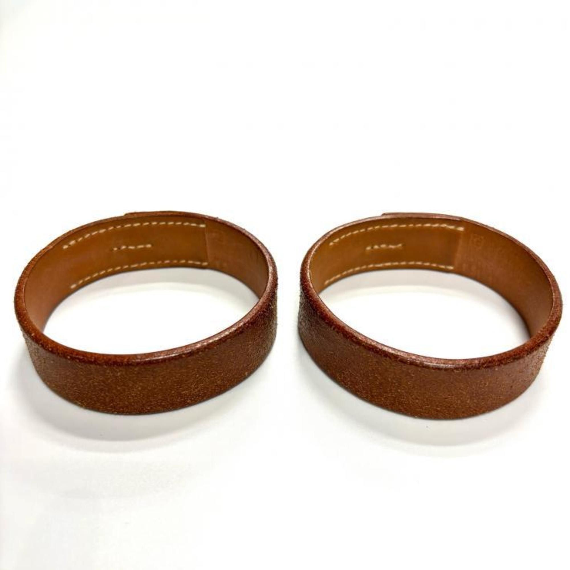 Hermes HERMES Pourtour Leather Brown Bangle Set (2 pieces) □C Stamped Hermès Size ONE SIZE - 7 Thumbnail