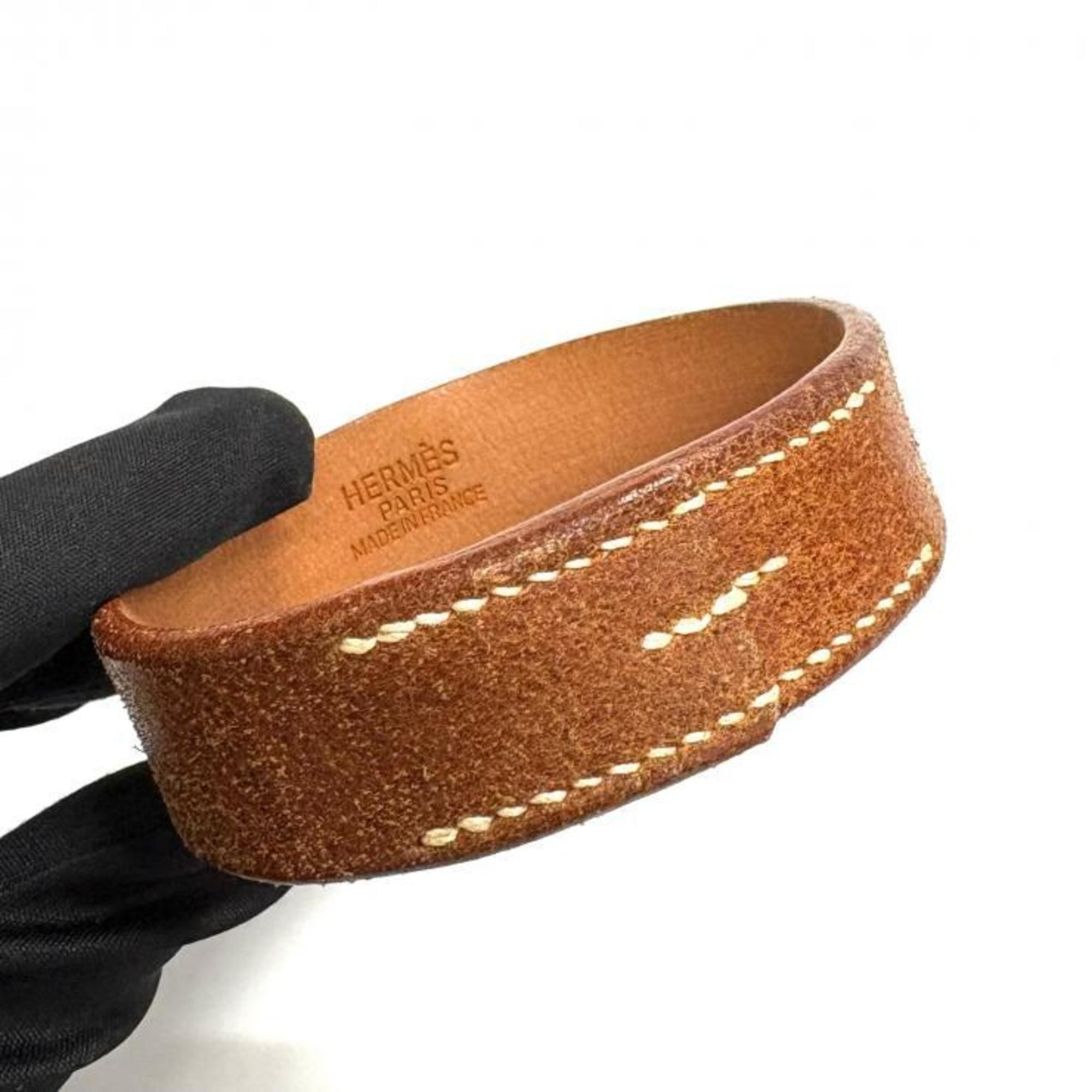 Hermes HERMES Pourtour Leather Brown Bangle Set (2 pieces) □C Stamped Hermès Size ONE SIZE - 5 Thumbnail