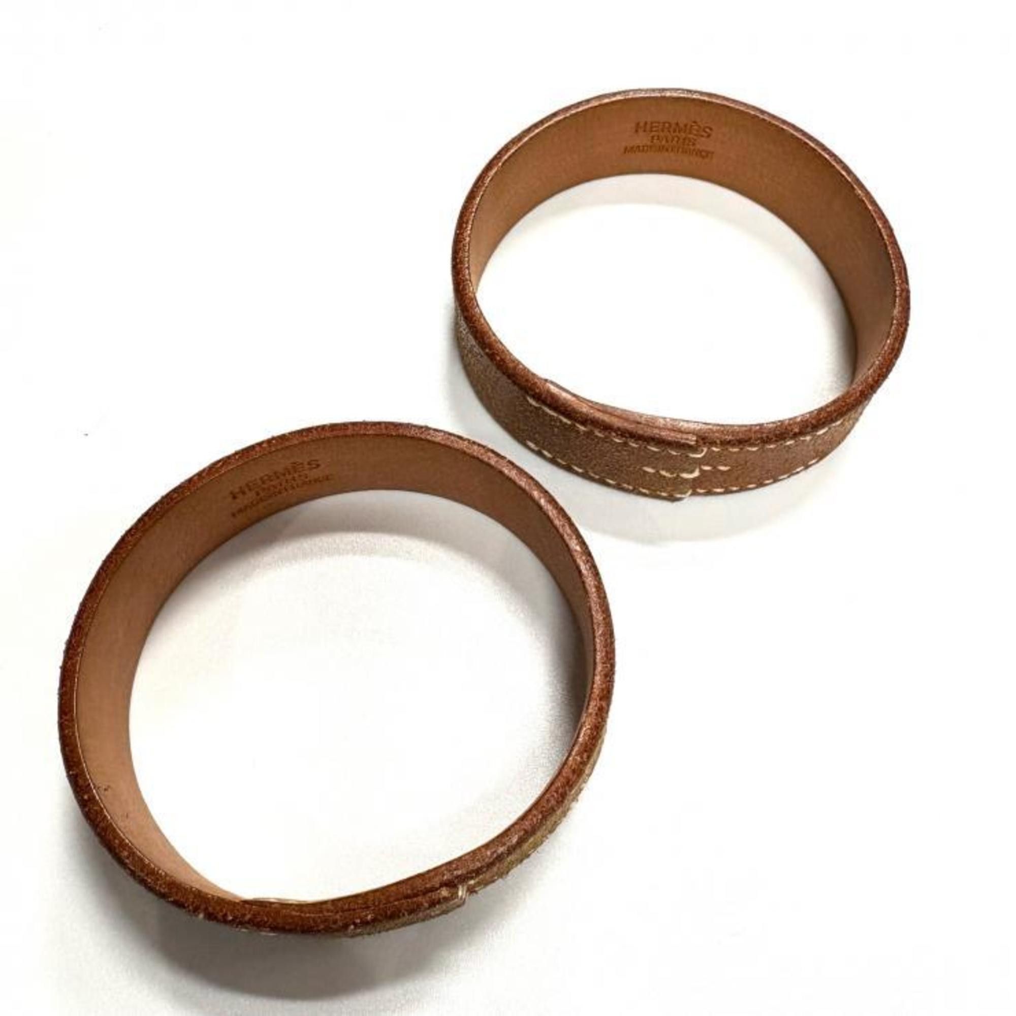 Hermes HERMES Pourtour Leather Brown Bangle Set (2 pieces) □C Stamped Hermès Size ONE SIZE - 2 Thumbnail