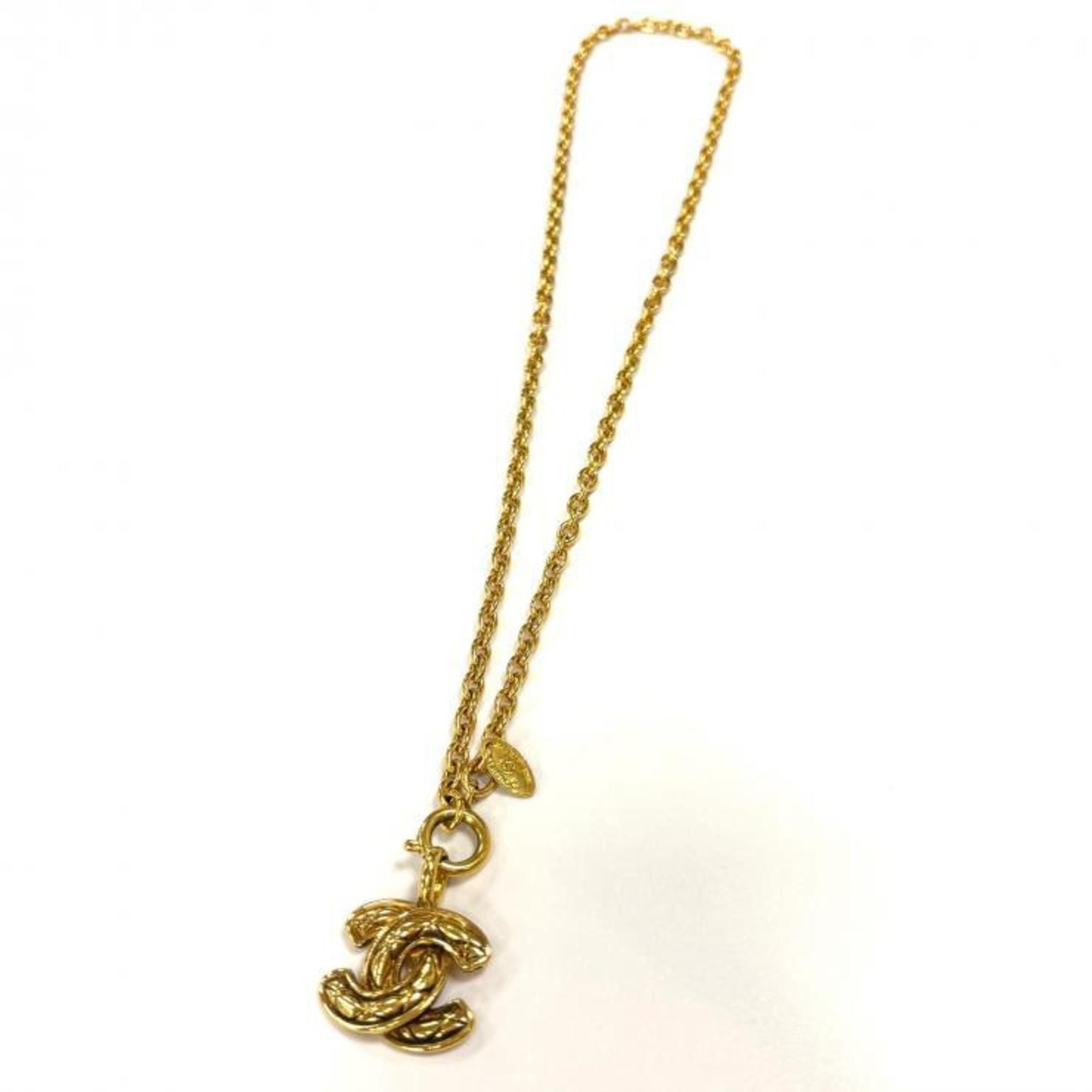 Chanel CHANEL Vintage Matelasse Coco Mark Gold GP Necklace Size ONE SIZE - 4 Thumbnail