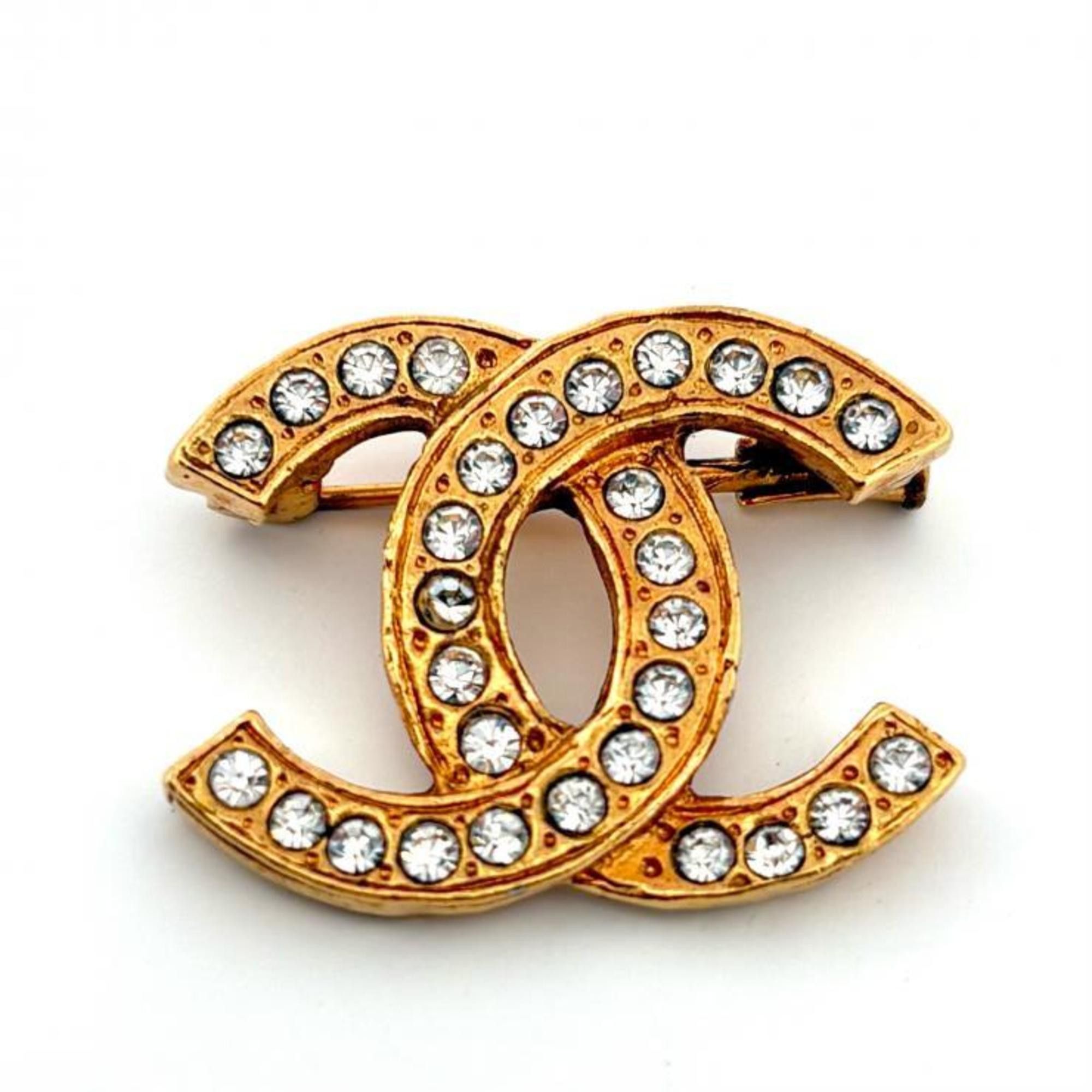 Chanel CHANEL Coco Mark GP Gold Rhinestone Brooch Chanel Size ONE SIZE - 8 Thumbnail