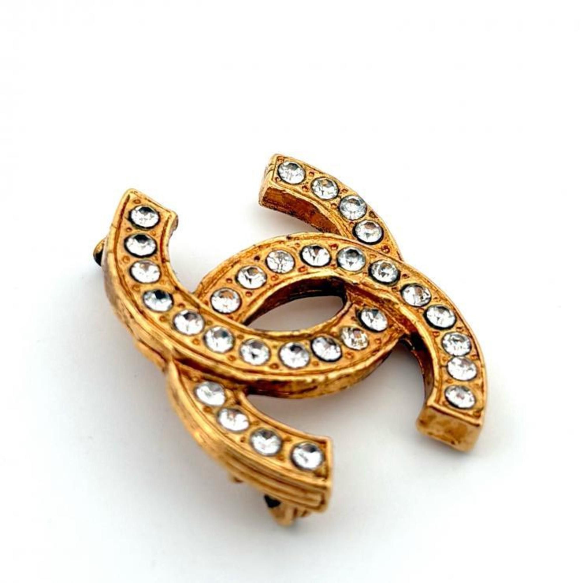 Chanel CHANEL Coco Mark GP Gold Rhinestone Brooch Chanel Size ONE SIZE - 3 Thumbnail