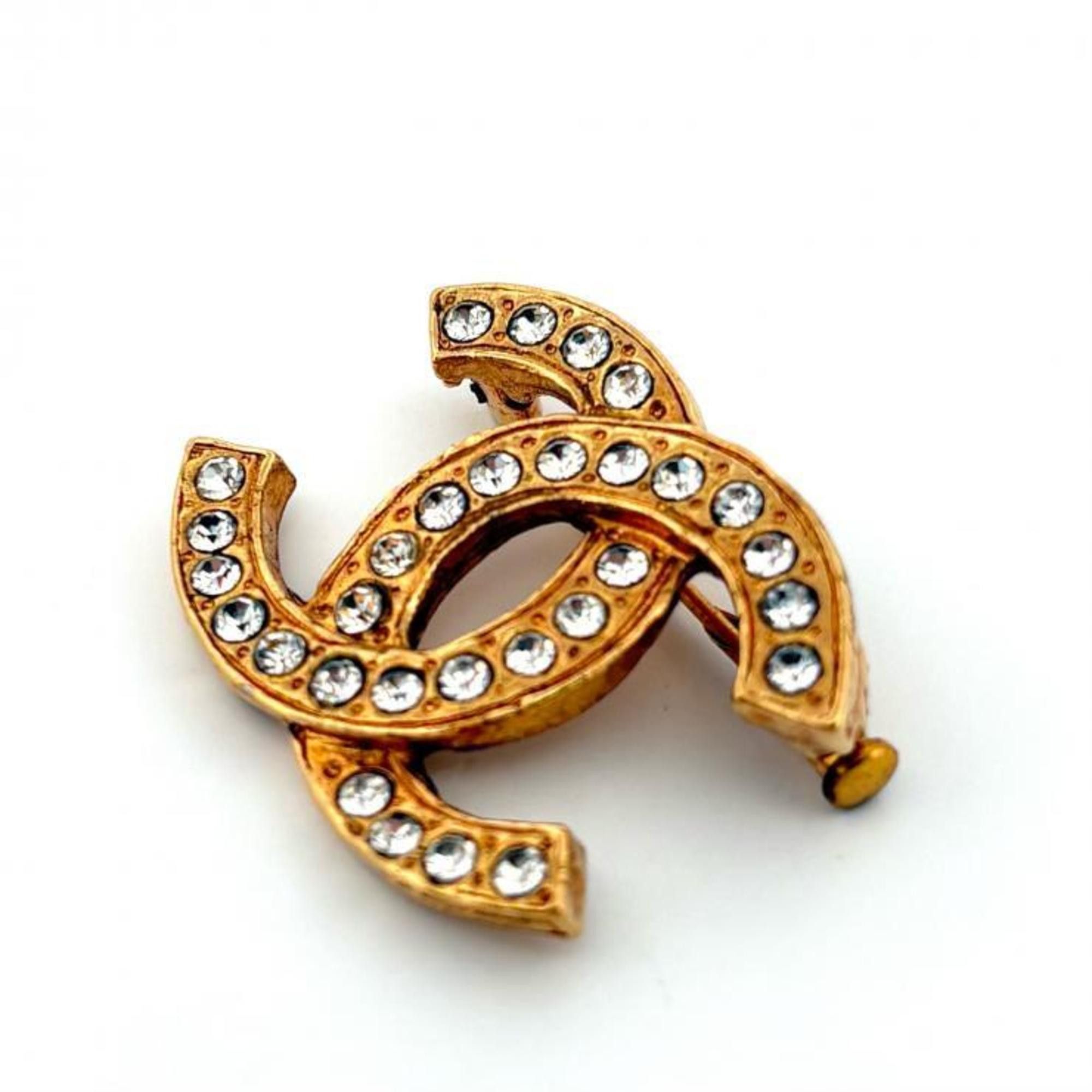 Chanel CHANEL Coco Mark GP Gold Rhinestone Brooch Chanel Size ONE SIZE - 2 Thumbnail