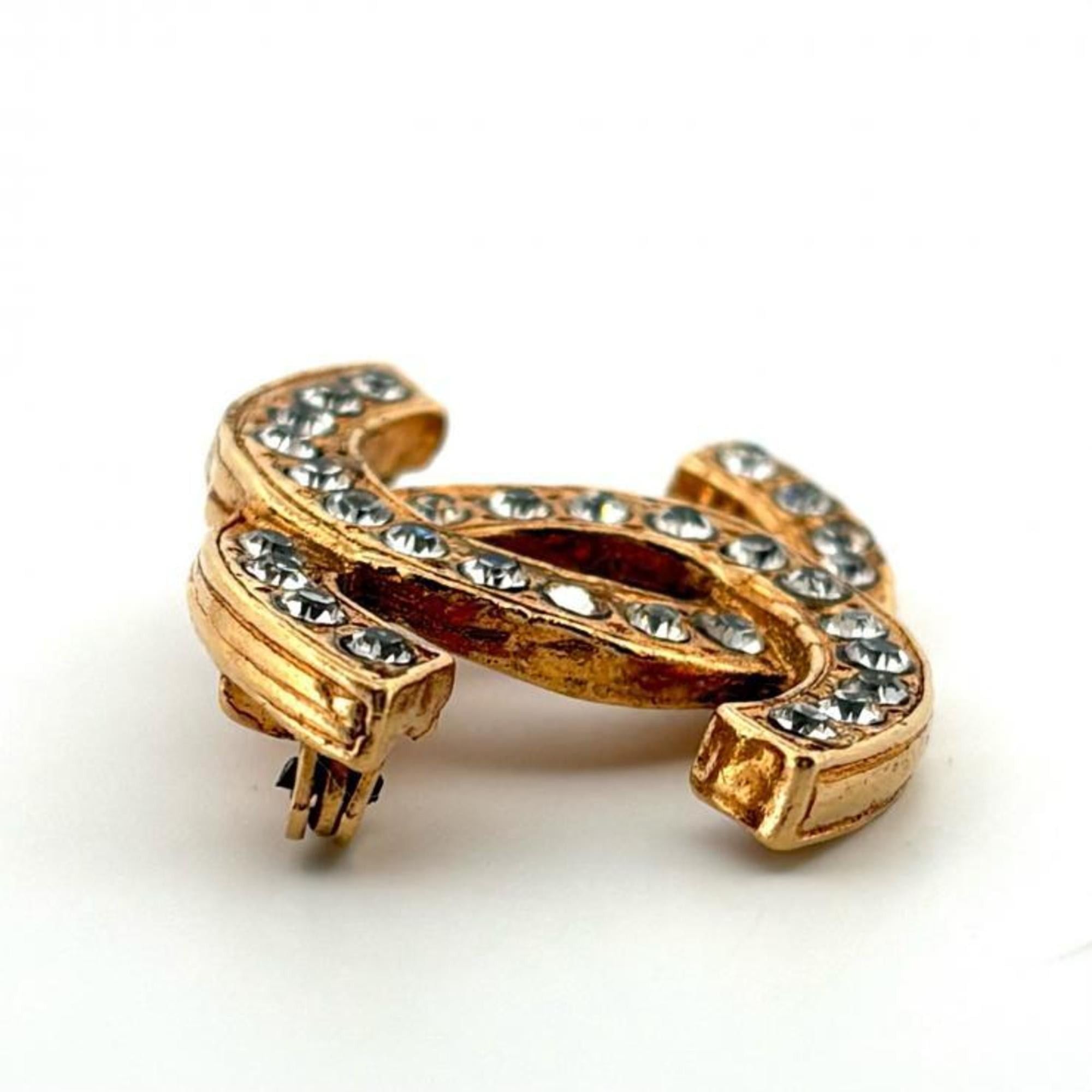 Chanel CHANEL Coco Mark GP Gold Rhinestone Brooch Chanel Size ONE SIZE - 7 Thumbnail
