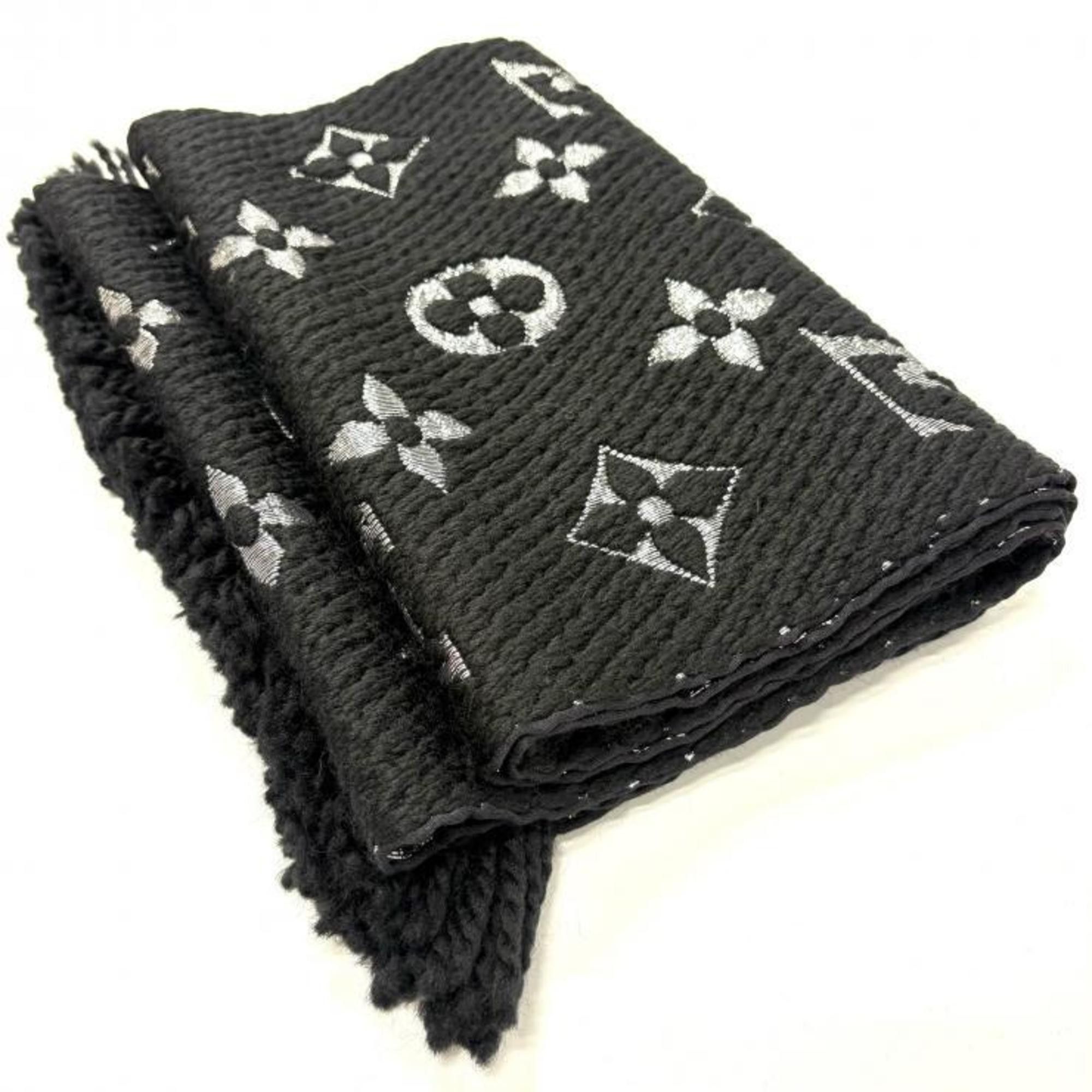 Louis Vuitton LOUIS VUITTON Echarpe Logomania Noir Scarf M75833 Made in Italy Wool Silk Black Silver Louis Vuitton Size ONE SIZE - 7 Thumbnail
