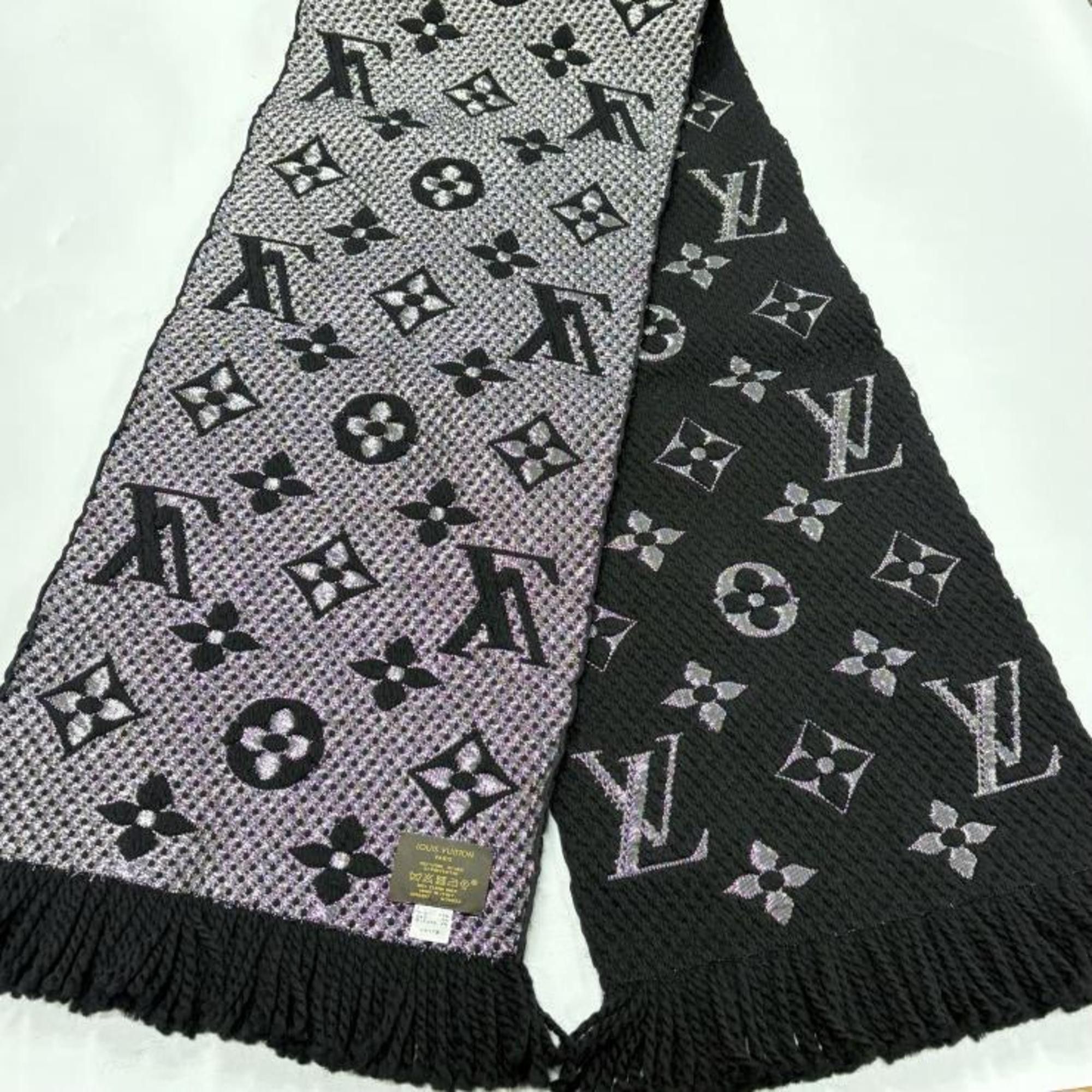 Louis Vuitton LOUIS VUITTON Echarpe Logomania Noir Scarf M75833 Made in Italy Wool Silk Black Silver Louis Vuitton Size ONE SIZE - 5 Thumbnail
